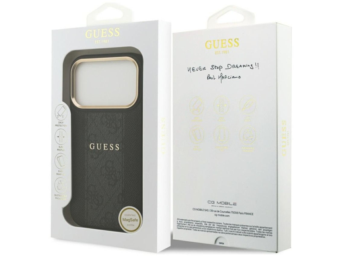 Funda Guess 4G Stripe MagSafe para iPhone 17 Pro - negra