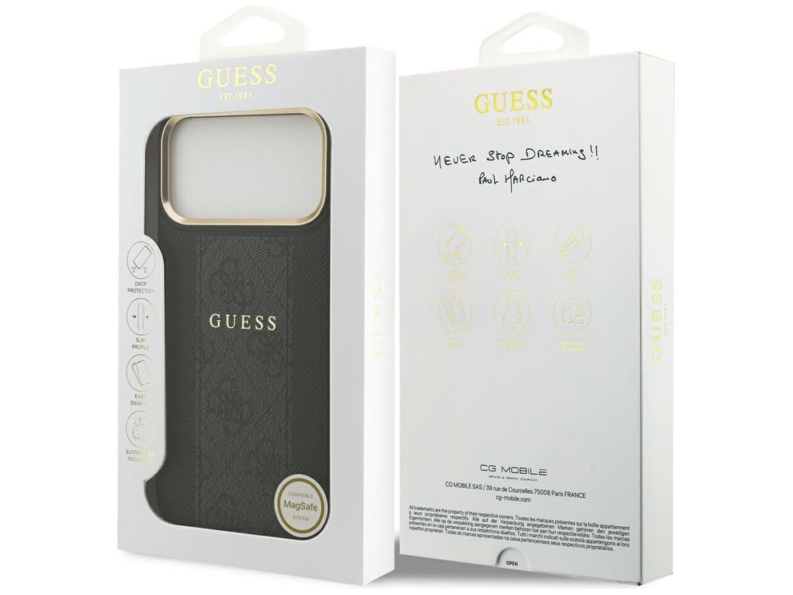 Guess 4G Stripe MagSafe case for iPhone 17 Pro Max - black