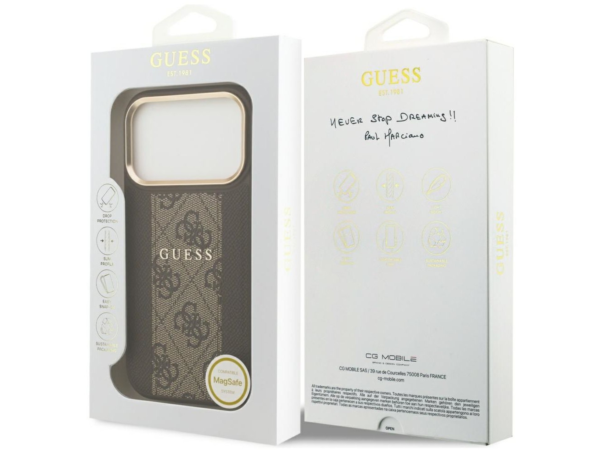 Guess 4G Stripe MagSafe case for iPhone 17 Pro - brown