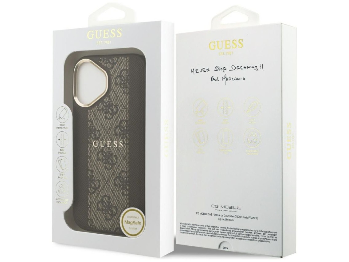 Capa Guess 4G Stripe MagSafe para iPhone 17 - marrom