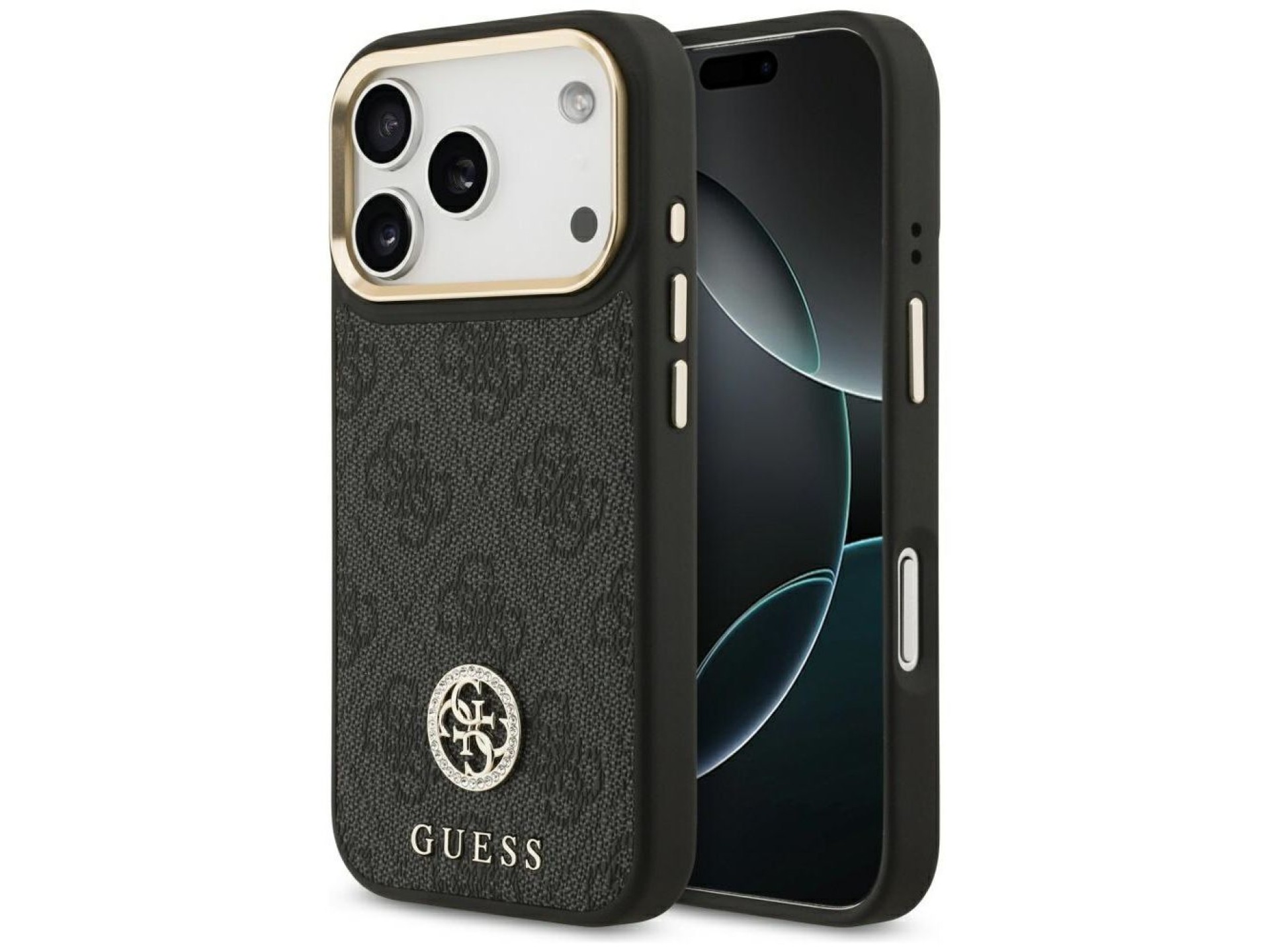 Capa Guess 4G Strass Logo MagSafe para iPhone 17 Pro - preta