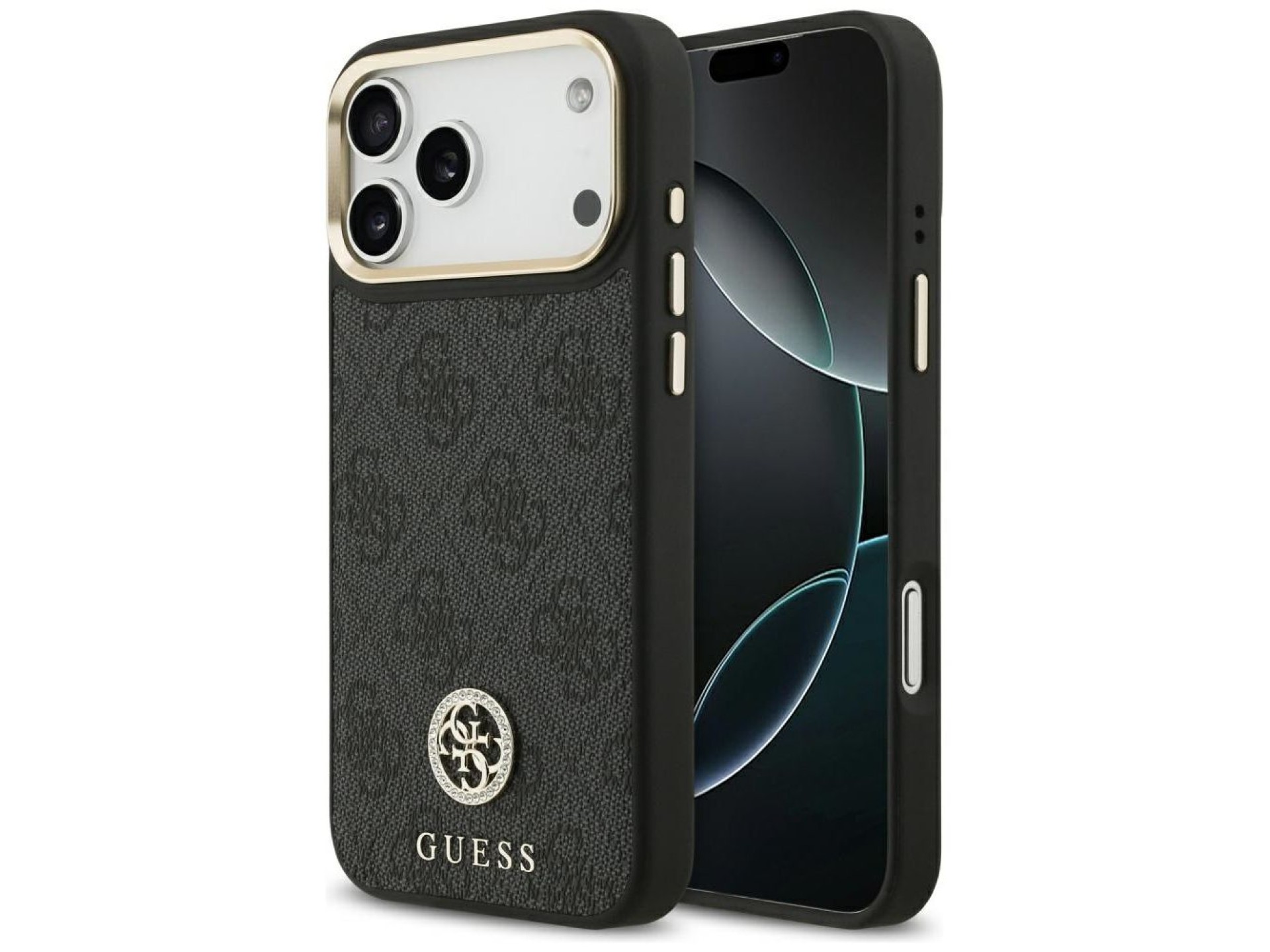 Capa Guess 4G Strass Logo MagSafe para iPhone 17 Pro Max - Preta