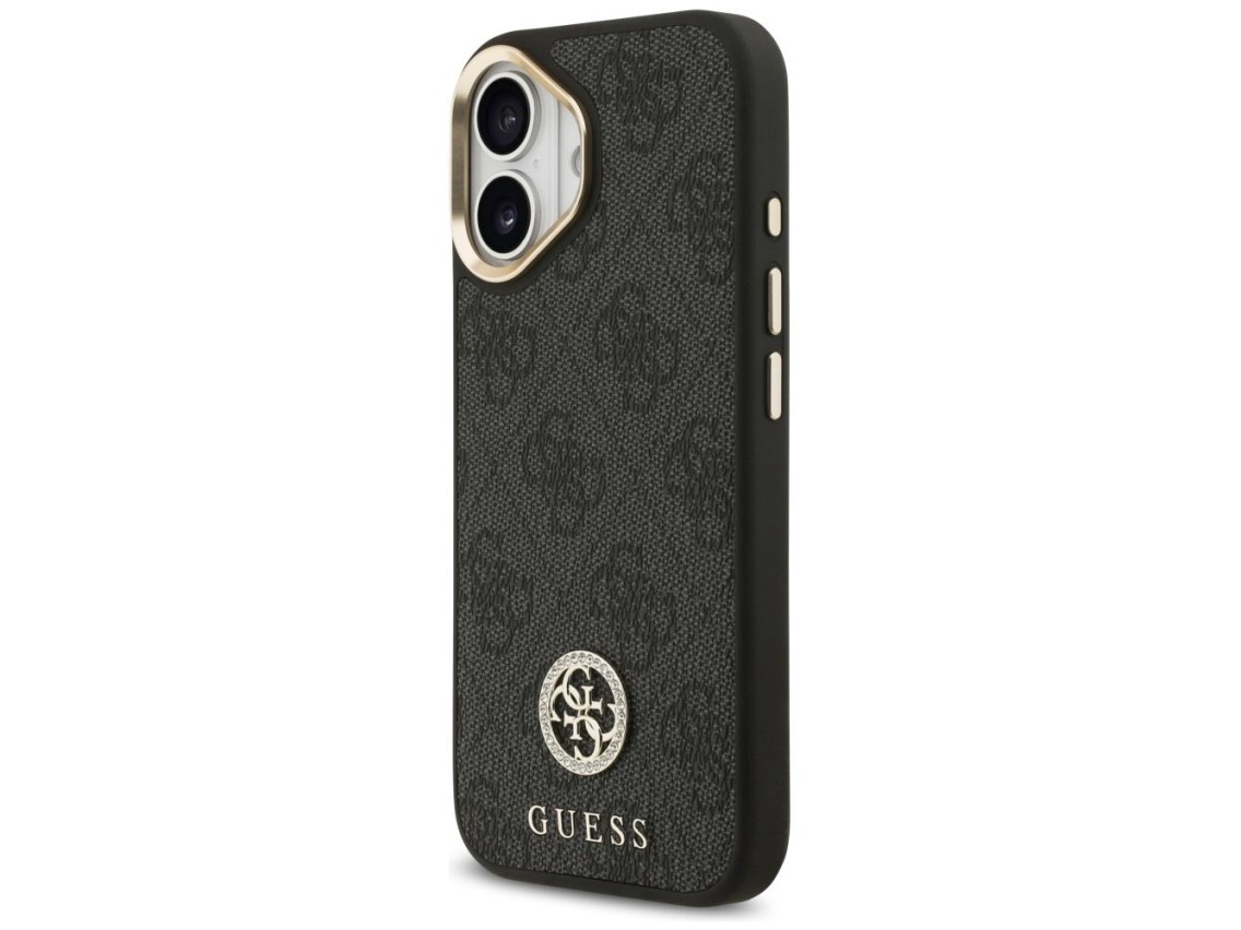 Capa Guess 4G Strass Logo MagSafe para iPhone 17 - preta
