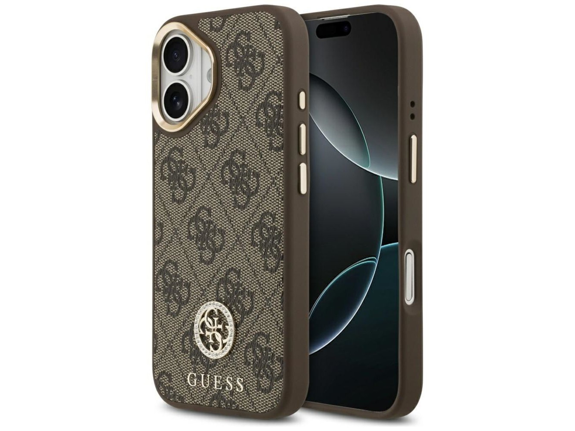 Funda Guess 4G Strass Logo MagSafe para iPhone 17 - marrón