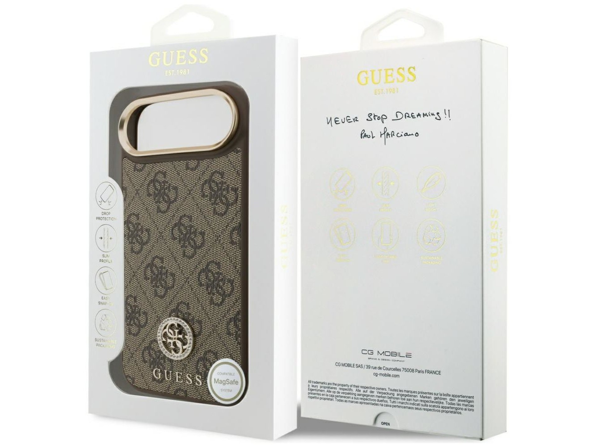 Funda Guess 4G Strass Logo MagSafe para iPhone Air - Marrón