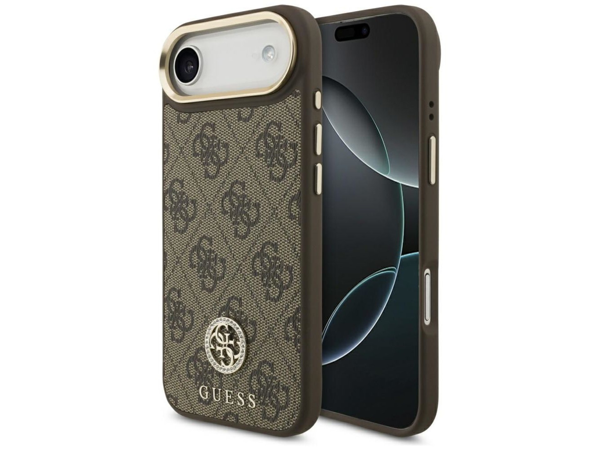Funda Guess 4G Strass Logo MagSafe para iPhone Air - Marrón