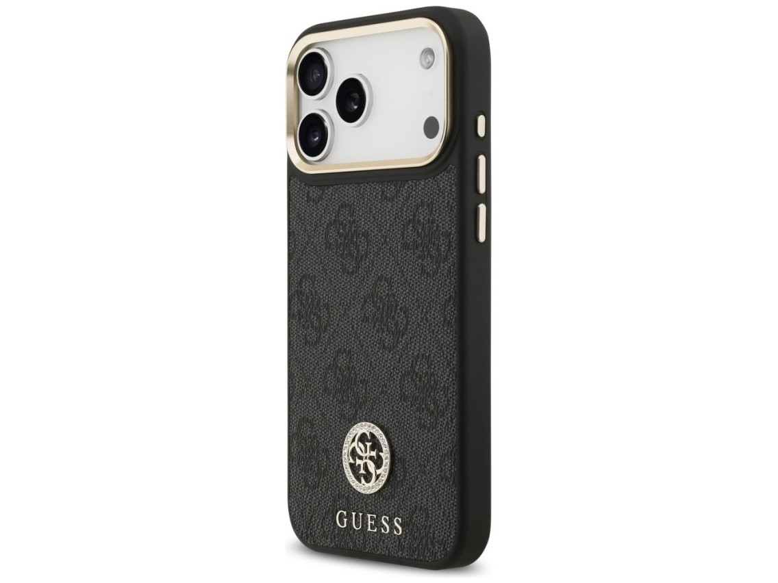 Capa Guess 4G Strass Logo MagSafe para iPhone 17 Pro Max - Preta