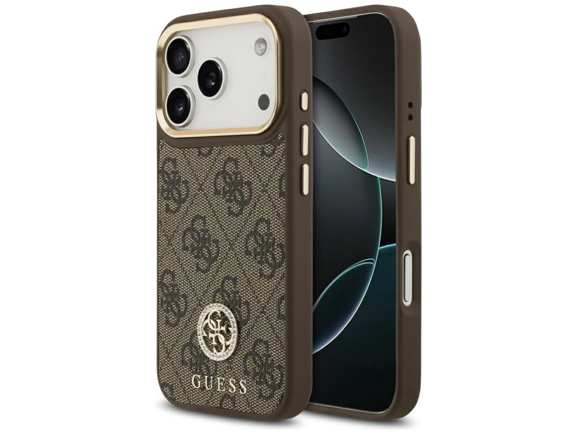 Guess 4G Strass Logo MagSafe case for iPhone 17 Pro - brown
