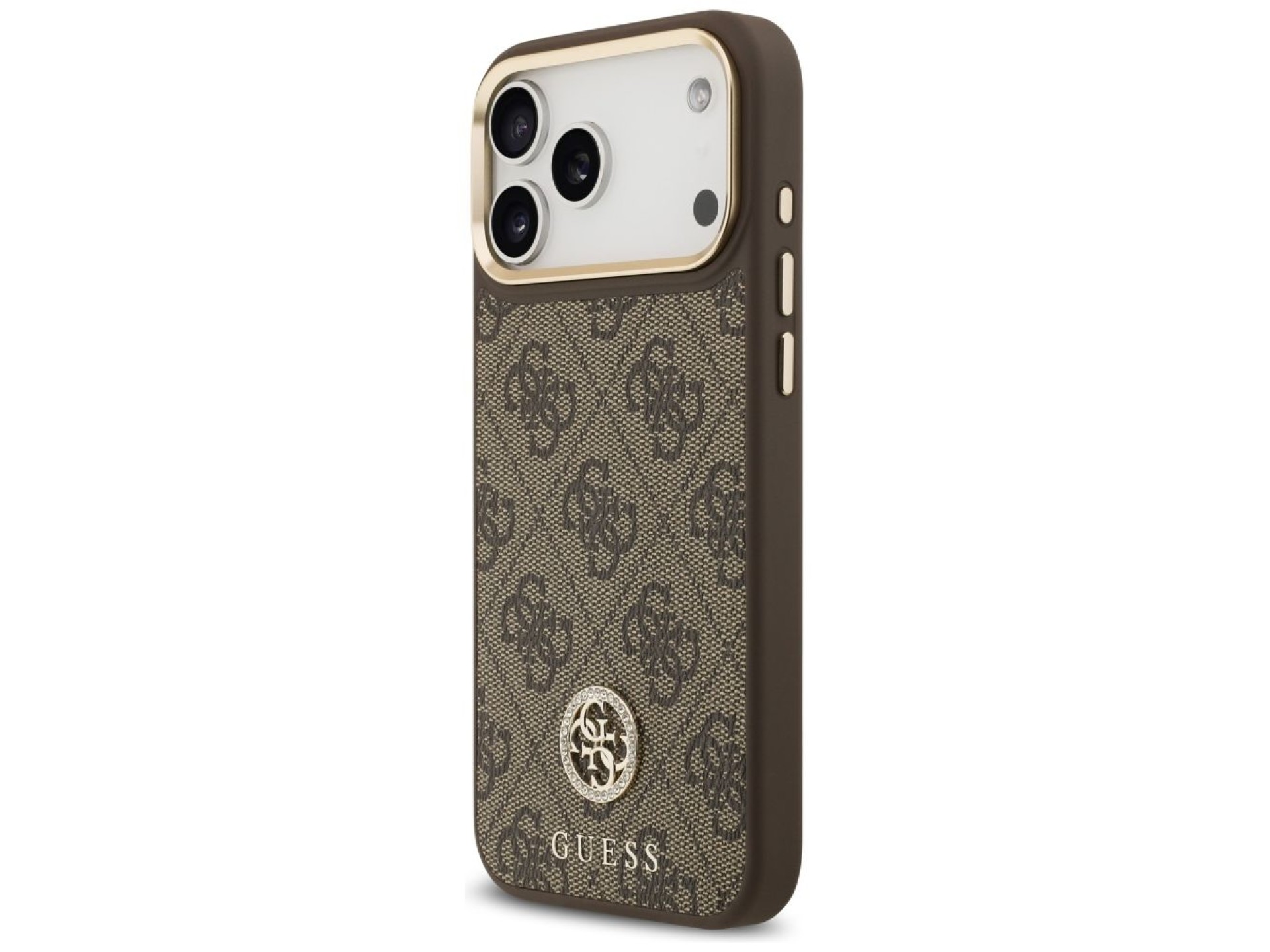 Capa Guess 4G Strass Logo MagSafe para iPhone 17 Pro Max - Marrom