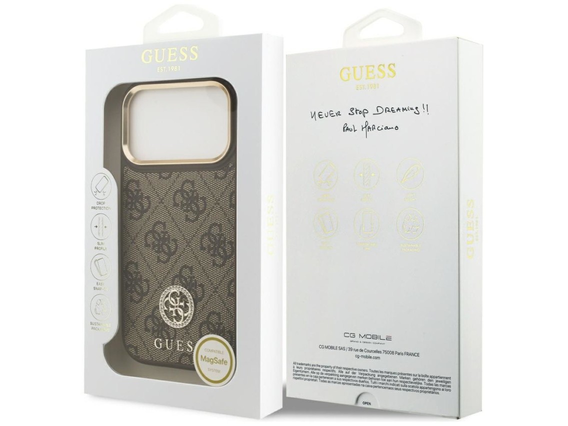Guess 4G Strass Logo MagSafe case for iPhone 17 Pro - brown