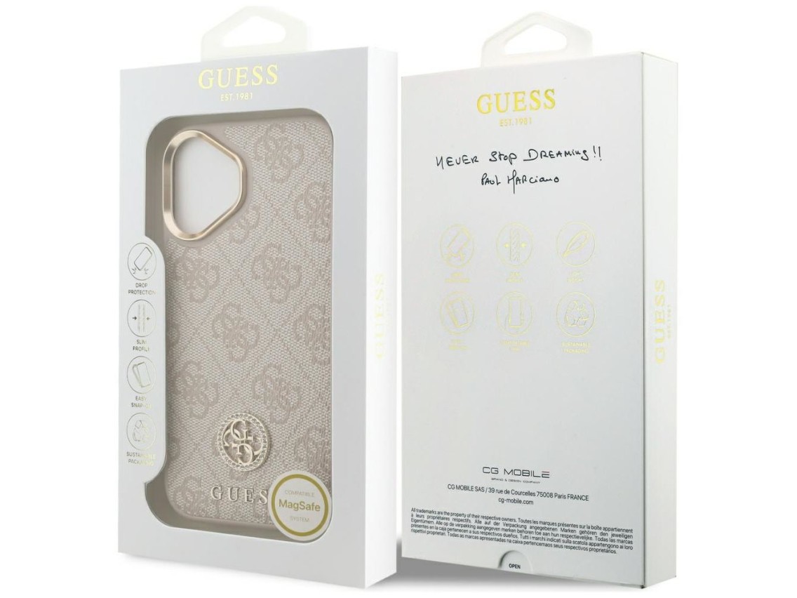 Guess 4G Strass Logo MagSafe Case for iPhone 17 - Pink