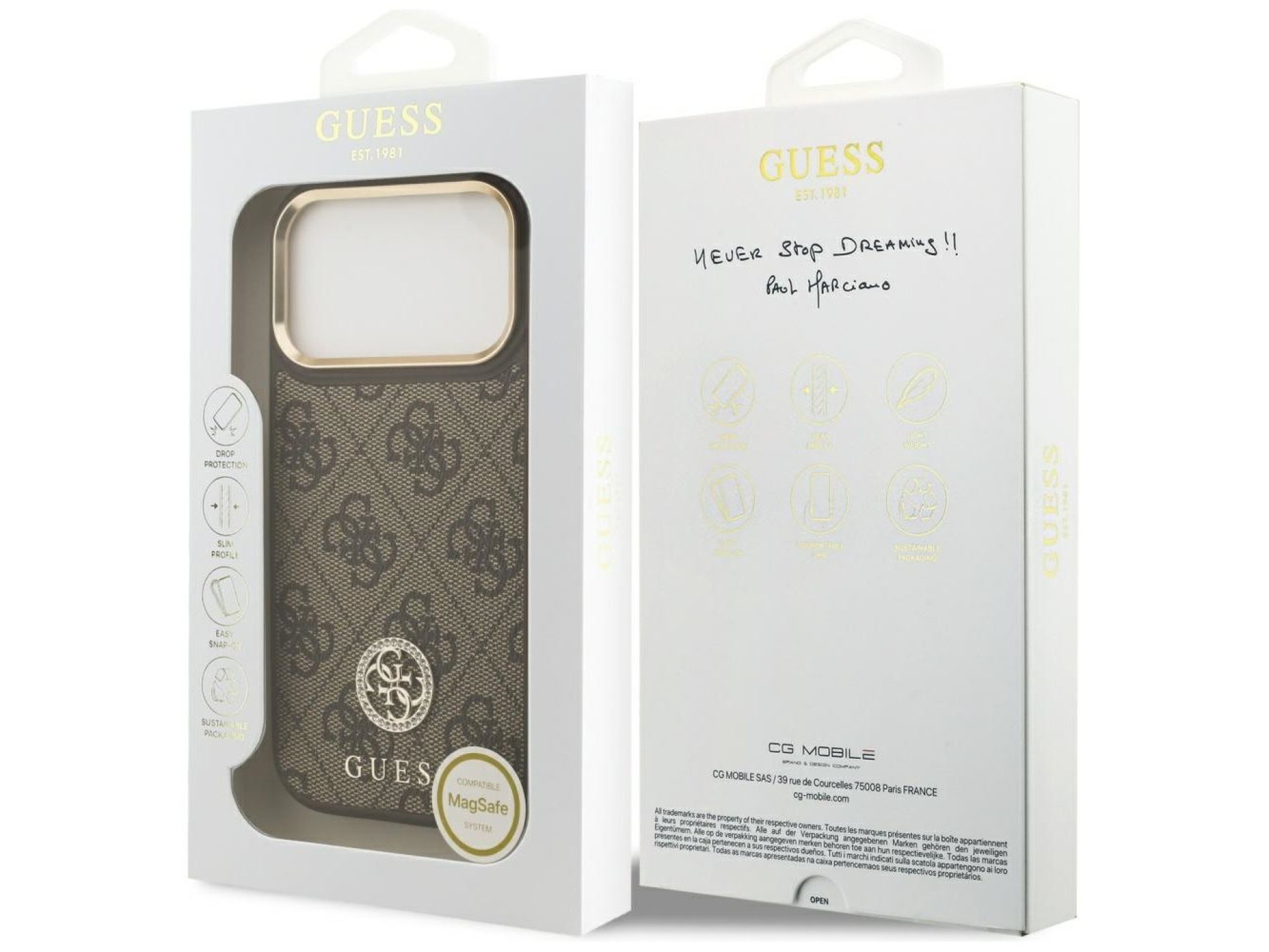 Guess 4G Strass Logo MagSafe case for iPhone 17 Pro - brown