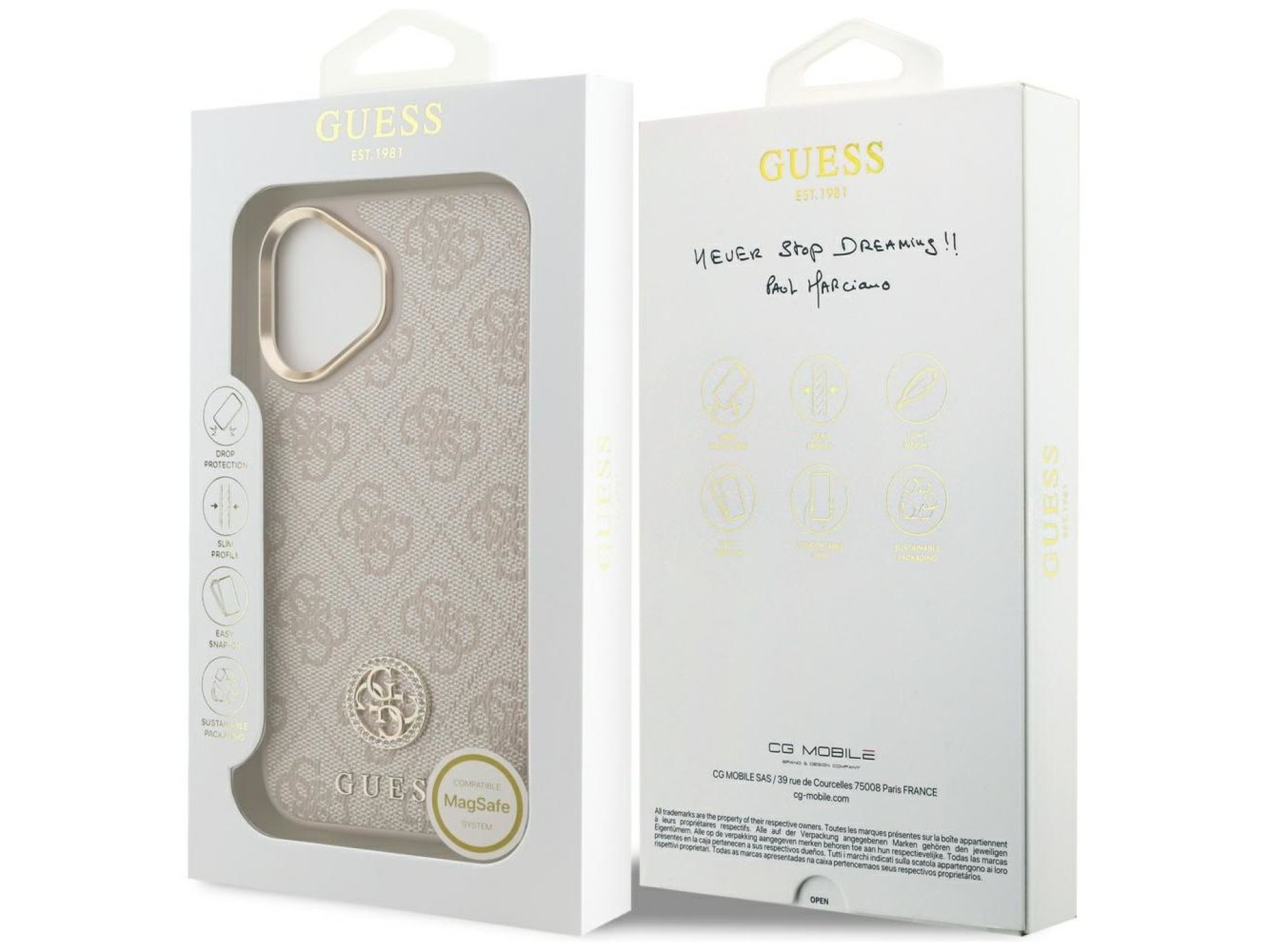 Guess 4G Strass Logo MagSafe Case for iPhone 17 - Pink