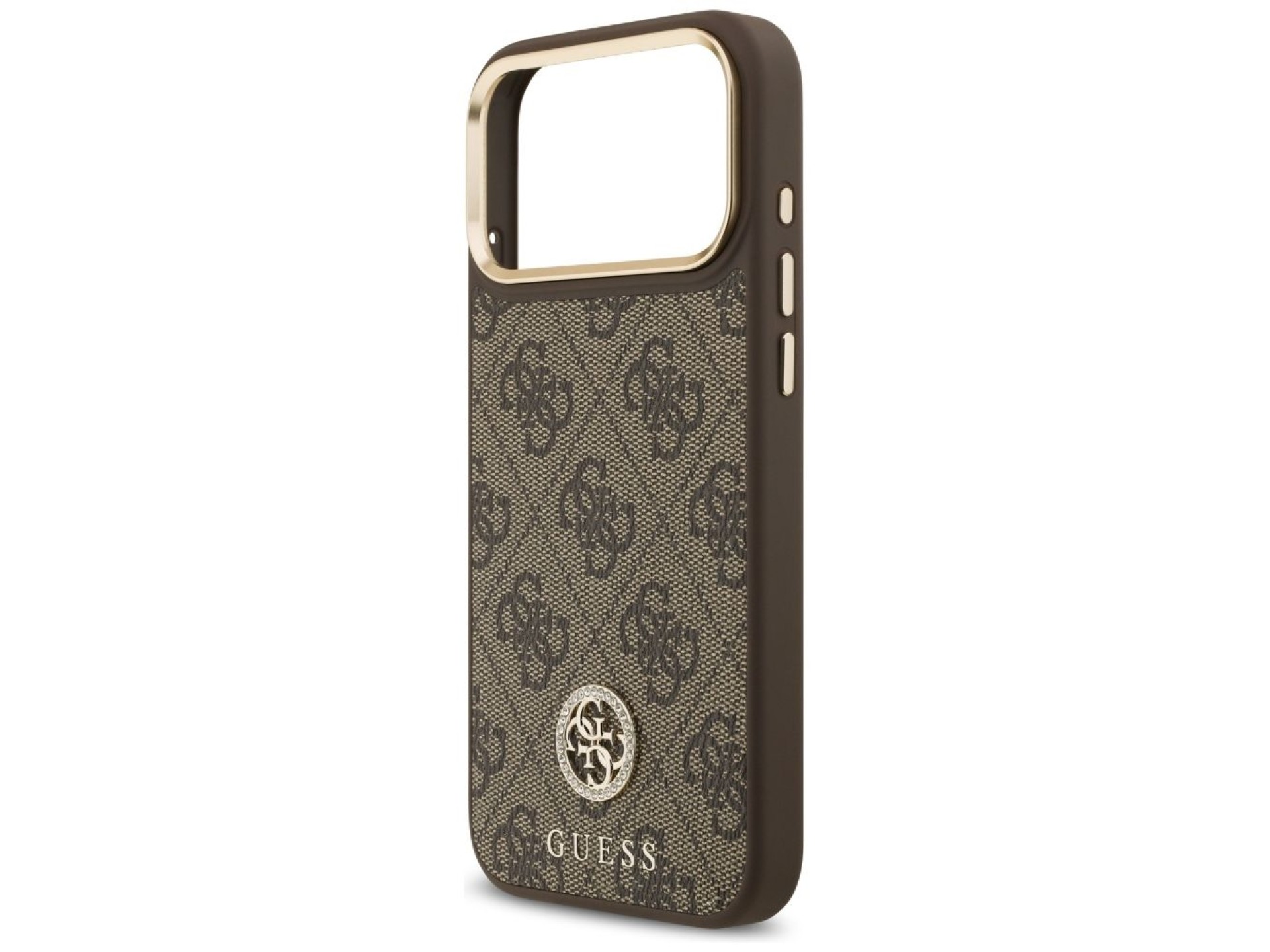 Capa Guess 4G Strass Logo MagSafe para iPhone 17 Pro Max - Marrom