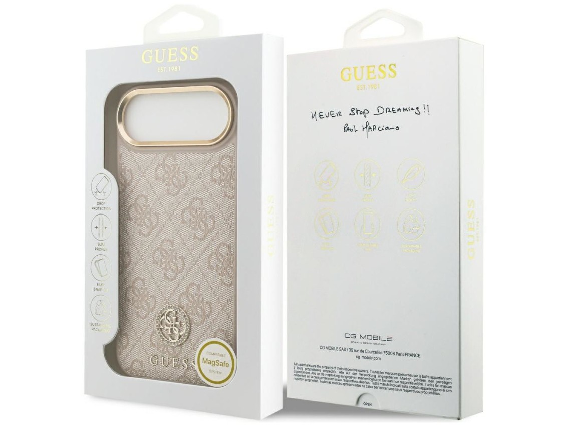 Funda Guess 4G Strass Logo MagSafe para iPhone Air - Rosa