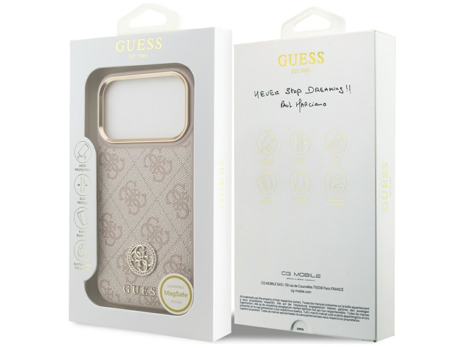 Funda Guess 4G Strass Logo MagSafe para iPhone 17 Pro - Rosa