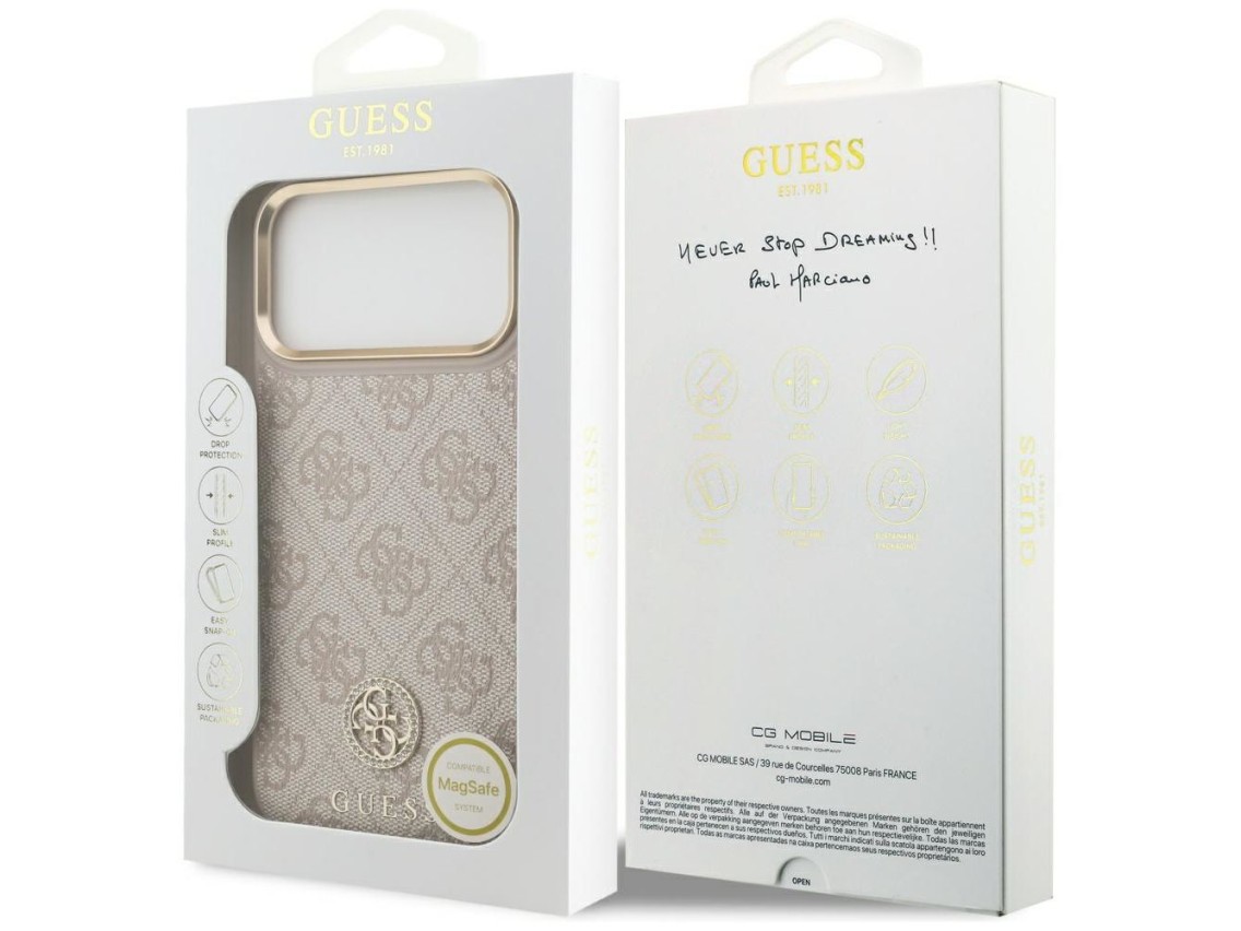 Capa Guess 4G Strass Logo MagSafe para iPhone 17 Pro Max - Rosa