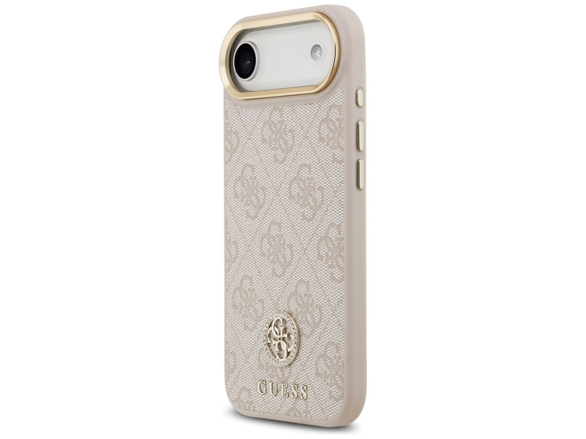 Guess 4G Strass Logo & Big Strap Metal Buttons MagSafe Case for iPhone Air - Pink