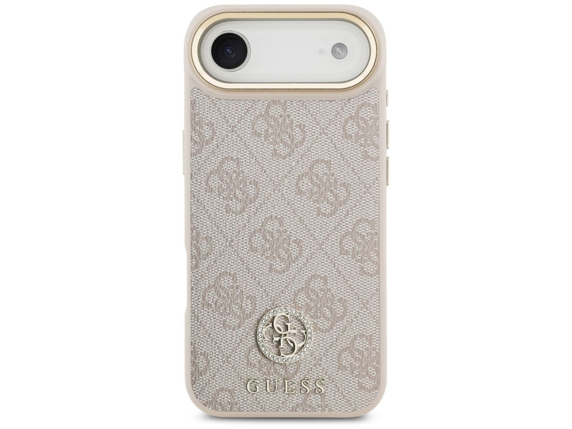 Guess 4G Strass Logo & Big Strap Metal Buttons MagSafe Case for iPhone Air - Pink