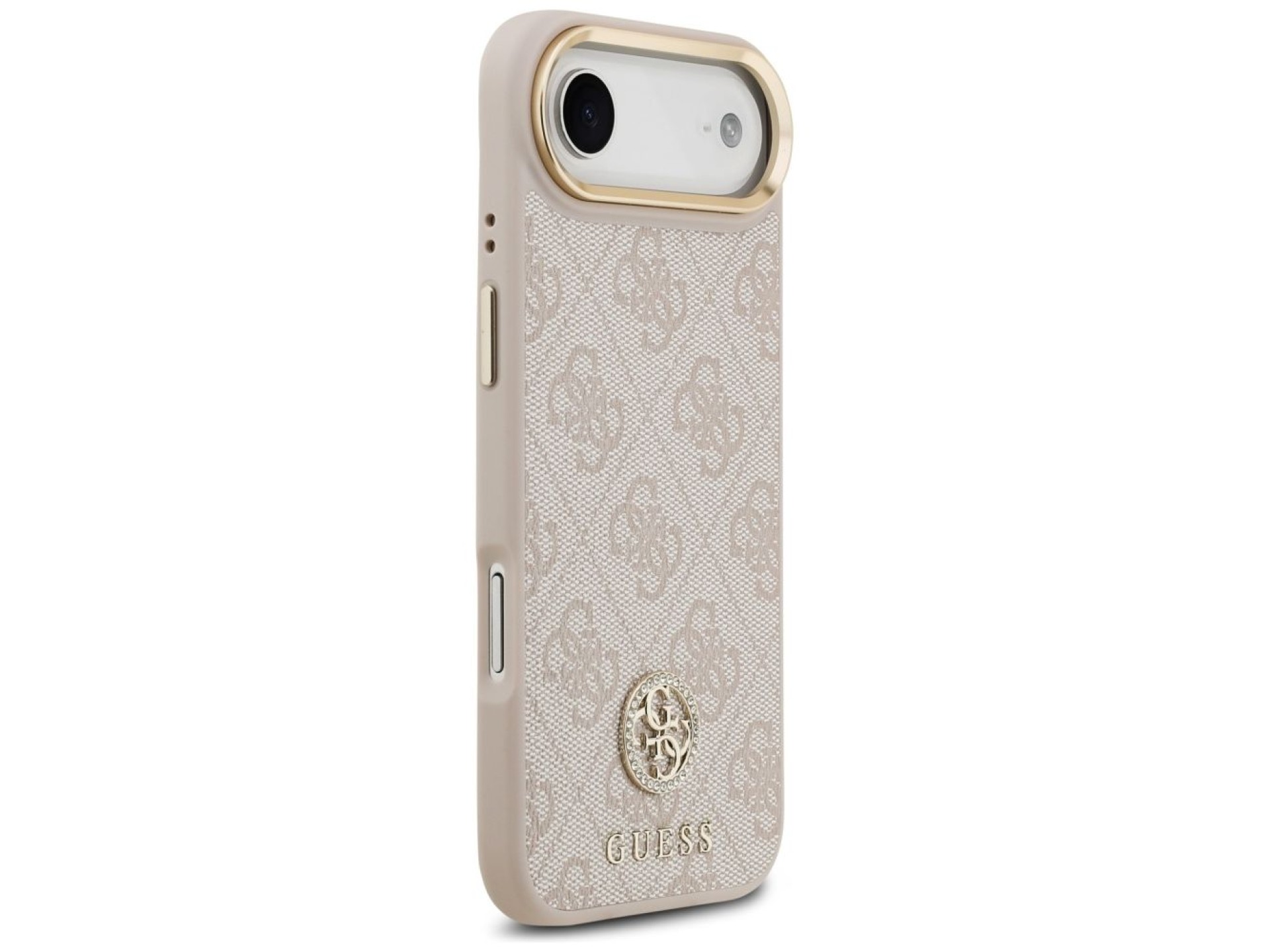 Guess 4G Strass Logo & Big Strap Metal Buttons MagSafe Case for iPhone Air - Pink