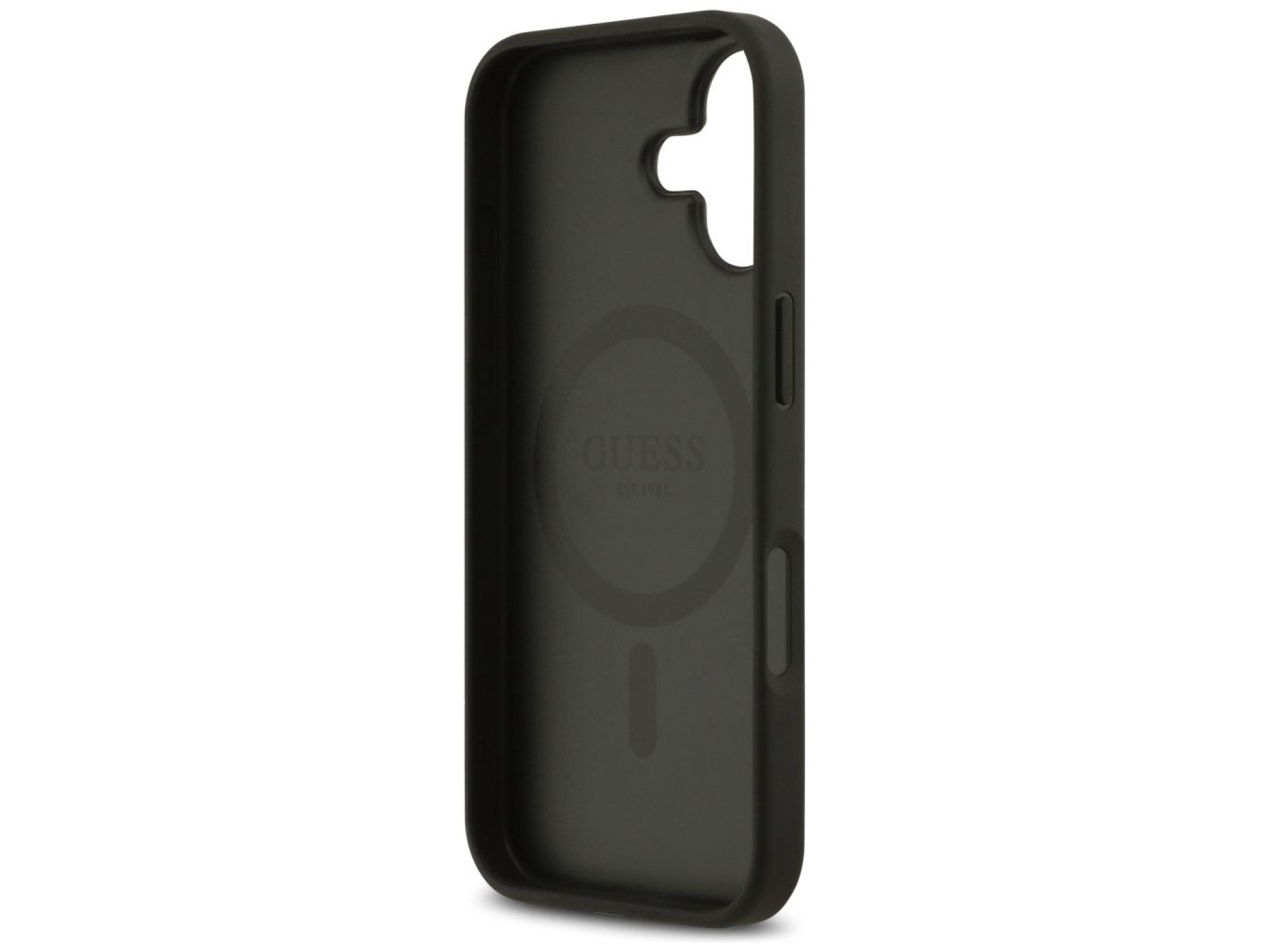 Capa MagSafe Guess 4G Circle Classic Logo para iPhone 17 - preta
