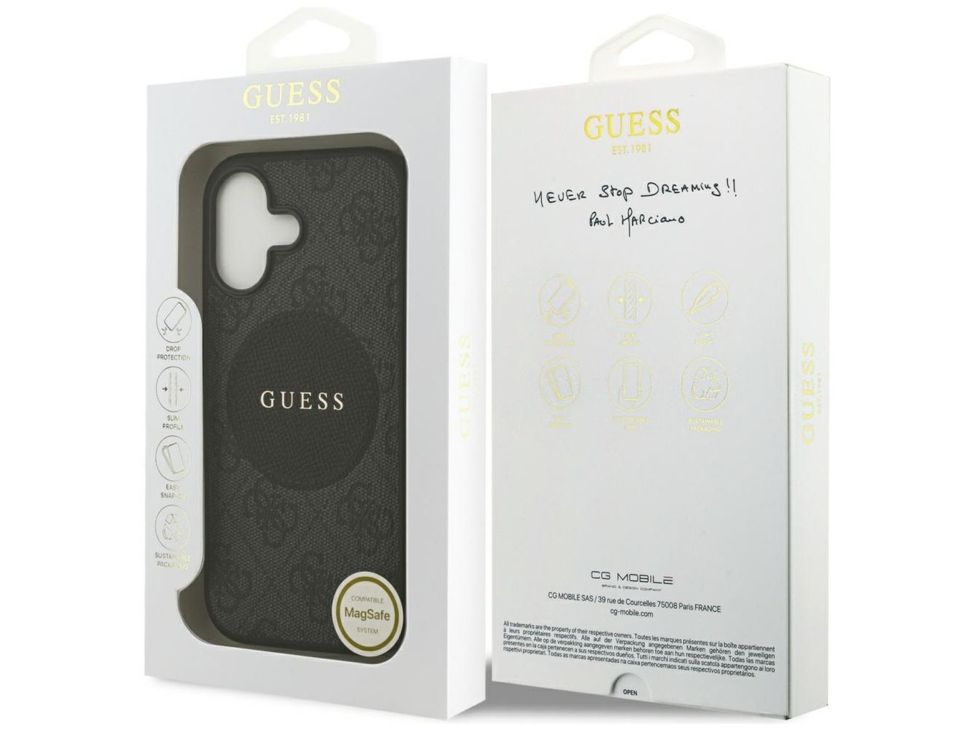 Capa MagSafe Guess 4G Circle Classic Logo para iPhone 17 - preta