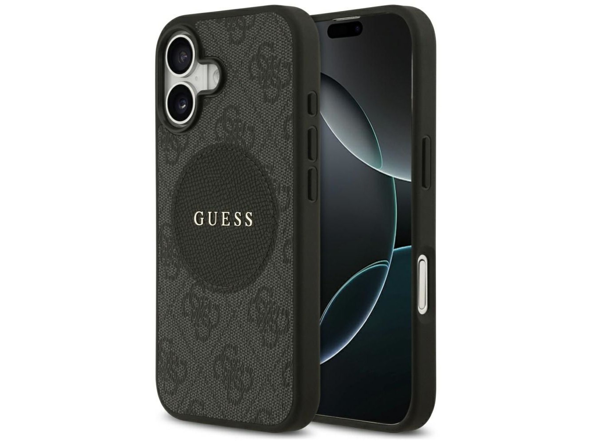 Capa MagSafe Guess 4G Circle Classic Logo para iPhone 17 - preta