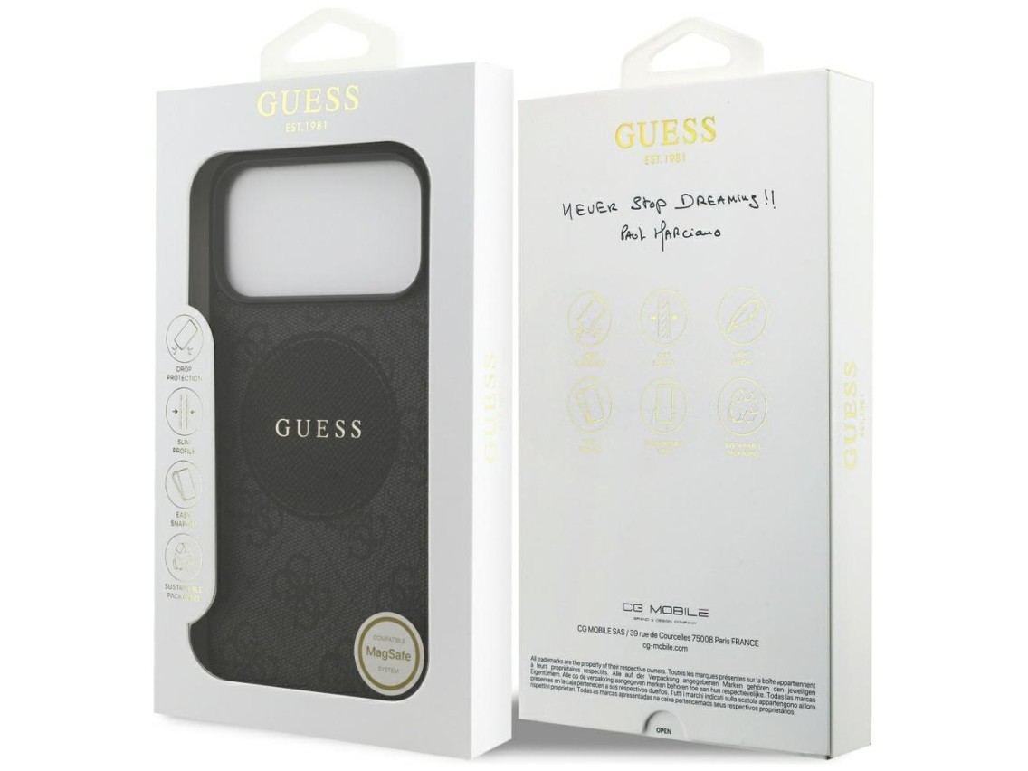 Funda Guess 4G Circle Classic Logo MagSafe para iPhone 17 Pro Max - negra