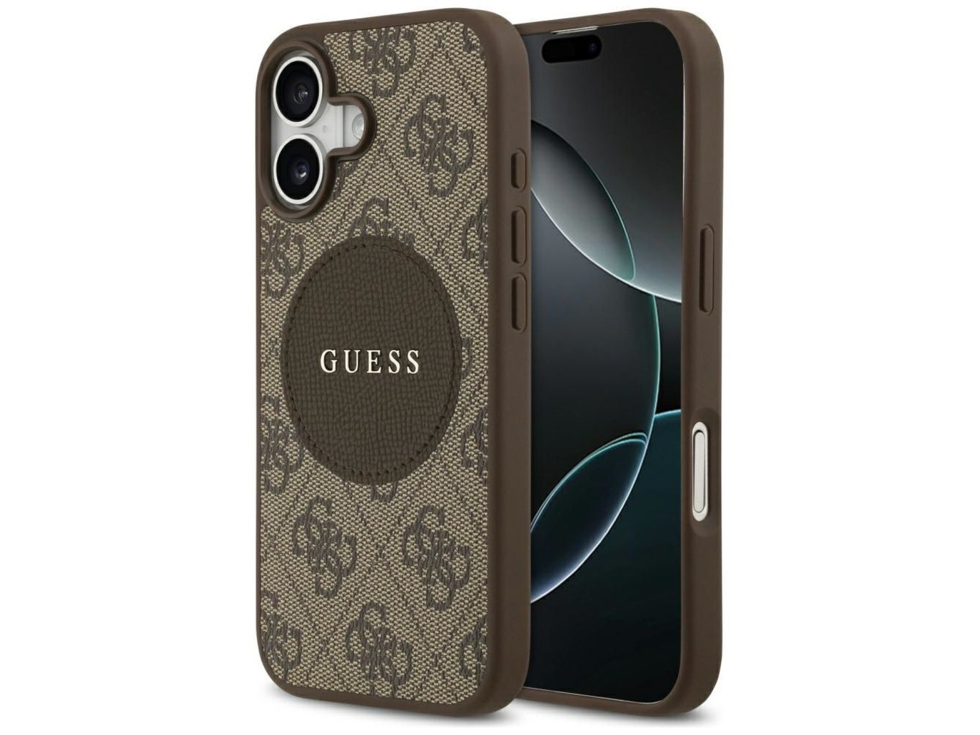 Capa Guess 4G Circle Classic Logo MagSafe para iPhone 17 - marrom