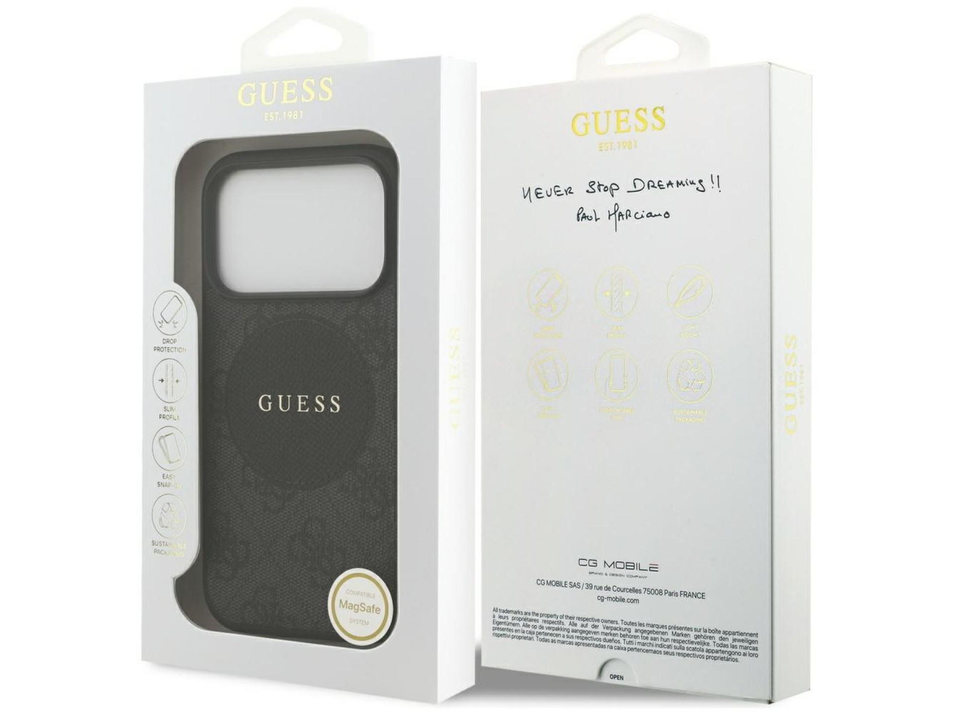 Guess 4G Circle Classic Logo MagSafe case for iPhone 17 Pro - black