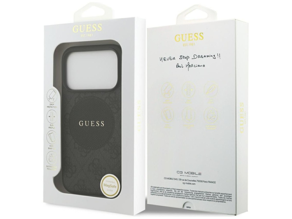 Guess 4G Circle Classic Logo MagSafe case for iPhone 17 Pro - black