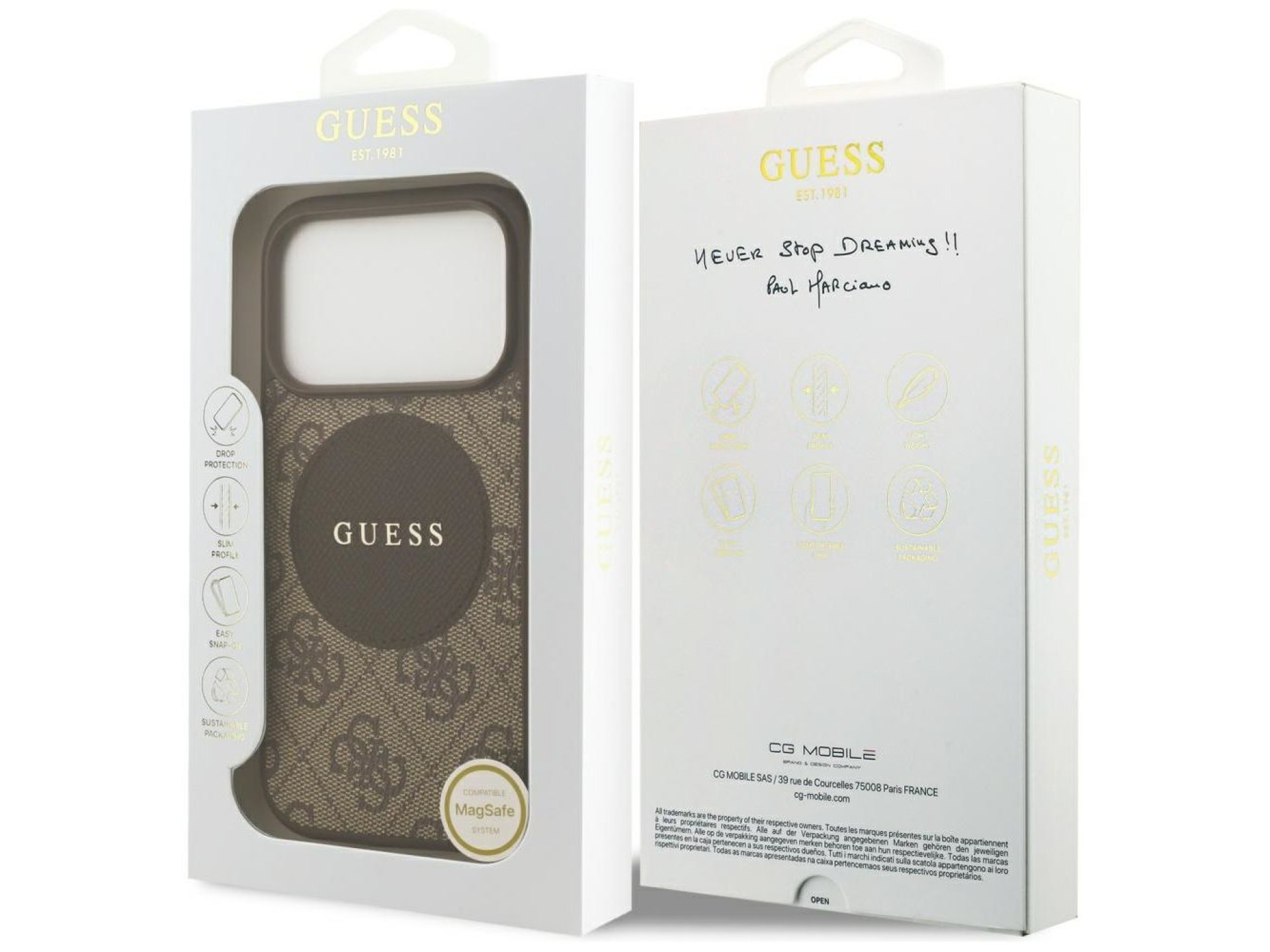 Capa Guess 4G Circle Classic Logo MagSafe para iPhone 17 Pro - marrom