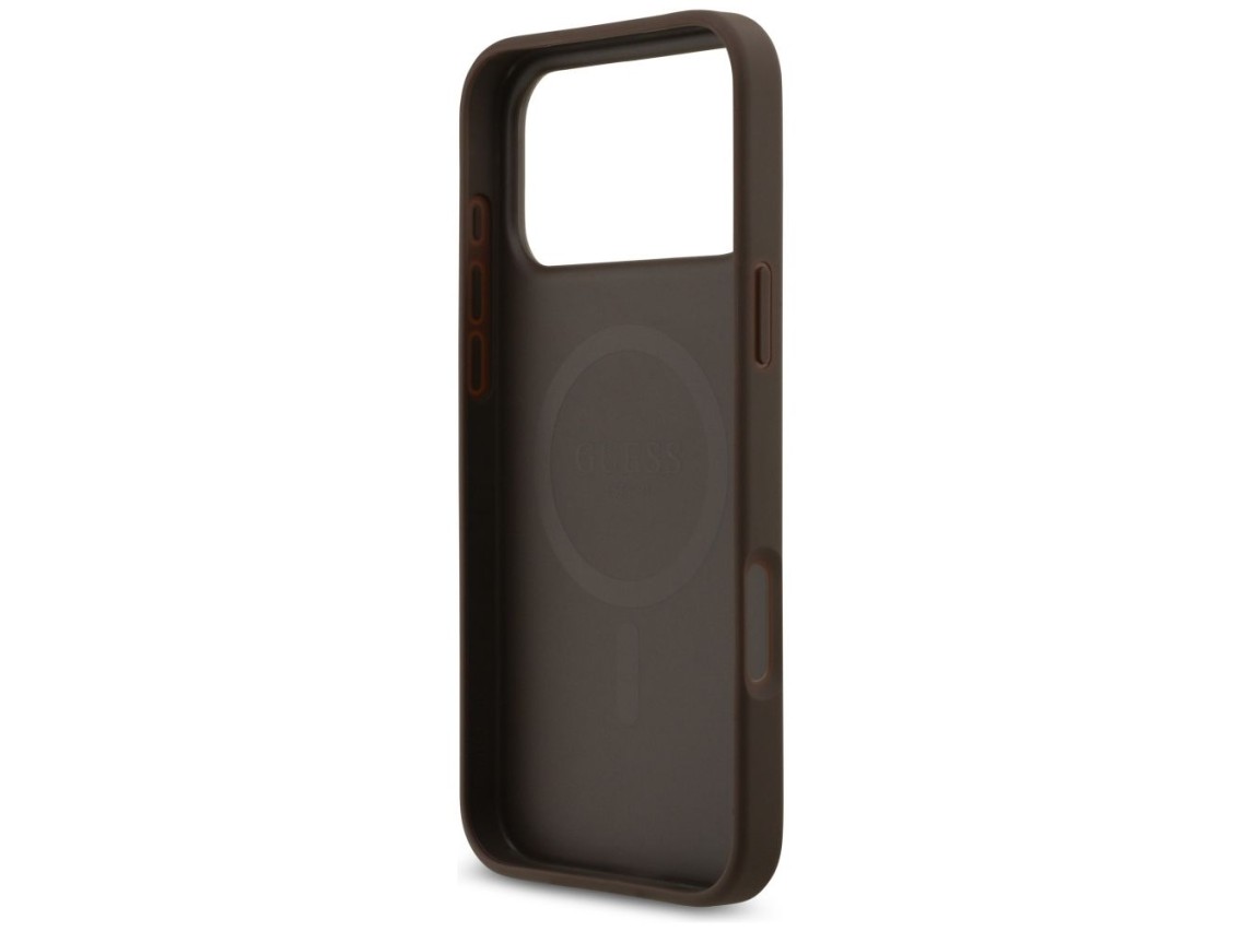 Funda Guess 4G Circle Classic Logo MagSafe para iPhone 17 Pro Max - marrón