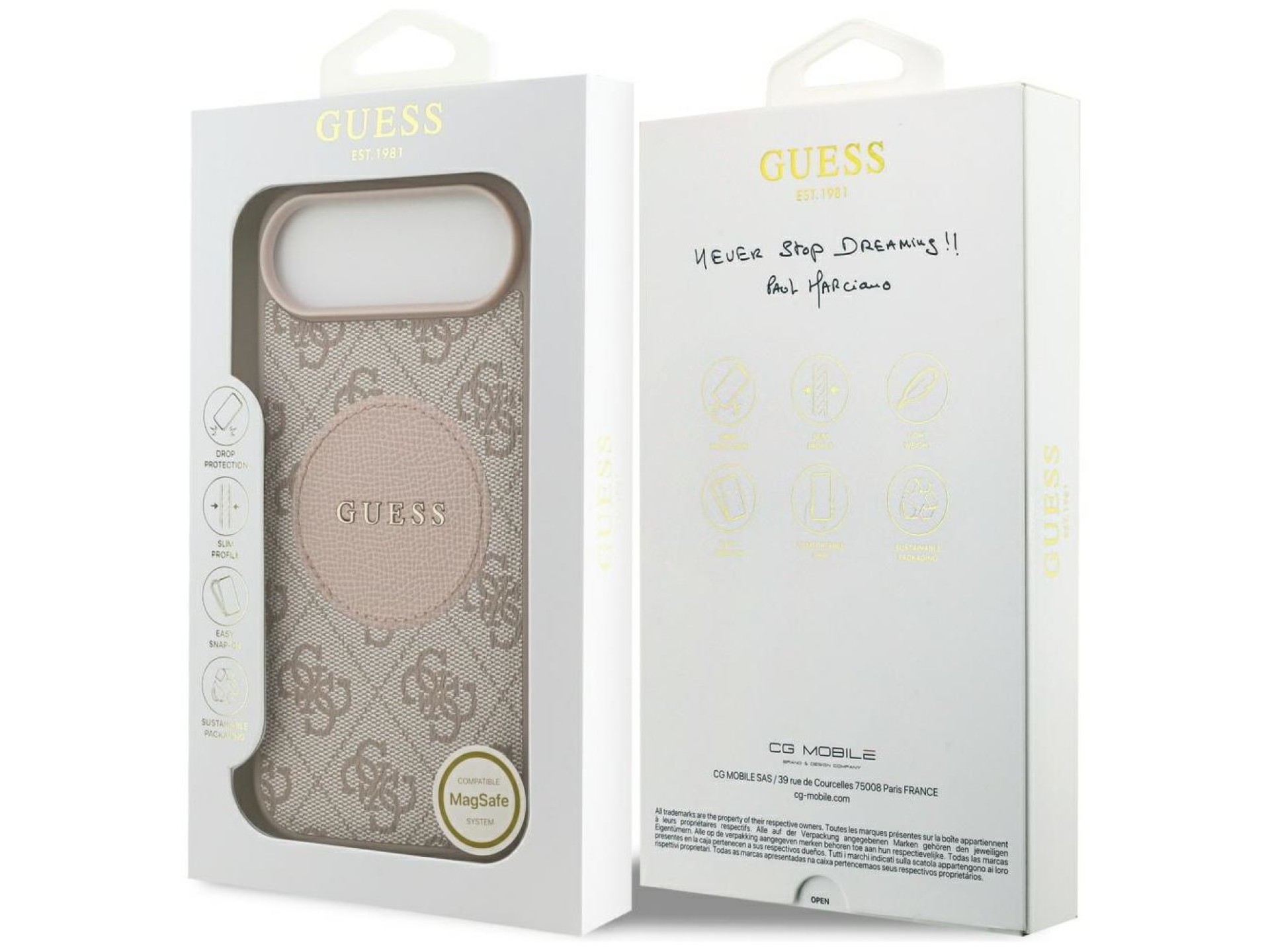 Funda Guess 4G Circle Classic Logo MagSafe para iPhone Air - rosa