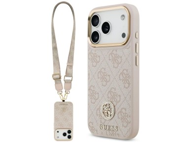 Guess 4G Strass Logo & Big Strap Metal Buttons MagSafe Case for iPhone 17 Pro - Pink Guess 4G Strass Logo & Big Strap Metal Buttons MagSafe Case for iPhone 17 Pro - Pink