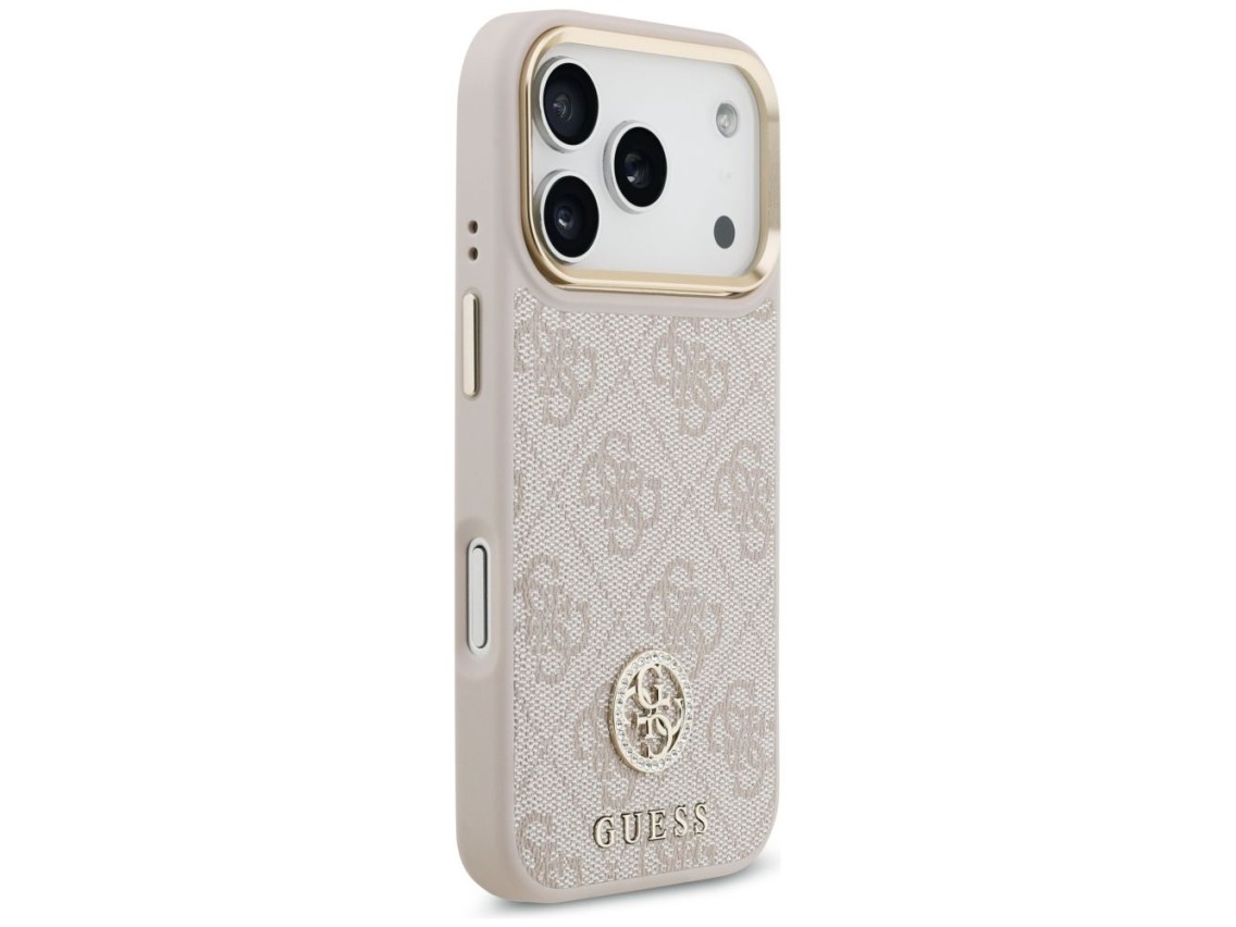 Funda Guess 4G Strass Logo & Big Strap Metal Buttons MagSafe para iPhone 17 Pro - Rosa