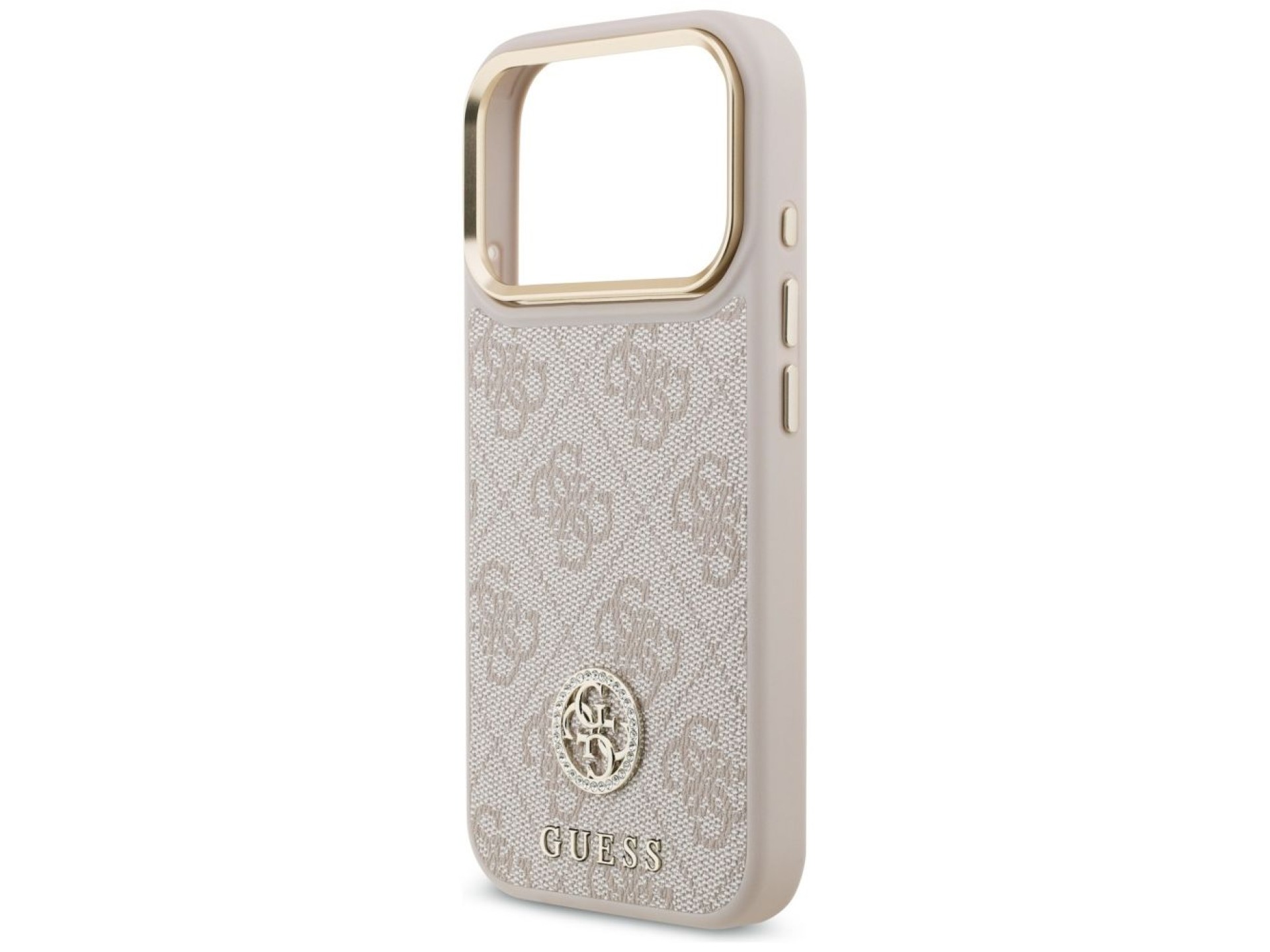 Funda Guess 4G Strass Logo & Big Strap Metal Buttons MagSafe para iPhone 17 Pro - Rosa