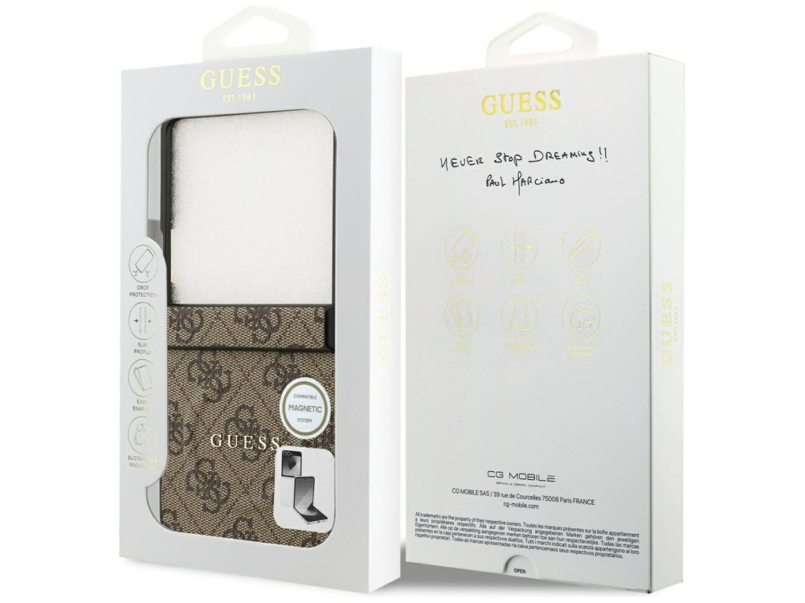 Capa Guess 4G Classic MagSafe para Samsung Galaxy Z Flip 7 - Marrom