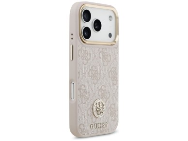 Guess 4G Strass Logo & Big Strap Metal Buttons MagSafe Case for iPhone 17 Pro - Pink Guess 4G Strass Logo & Big Strap Metal Buttons MagSafe Case for iPhone 17 Pro - Pink