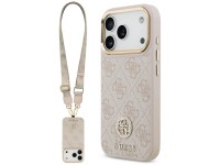 Funda Guess 4G Strass Logo & Big Strap Metal Buttons MagSafe para iPhone 17 Pro - Rosa Funda Guess 4G Strass Logo & Big Strap Metal Buttons MagSafe para iPhone 17 Pro - Rosa