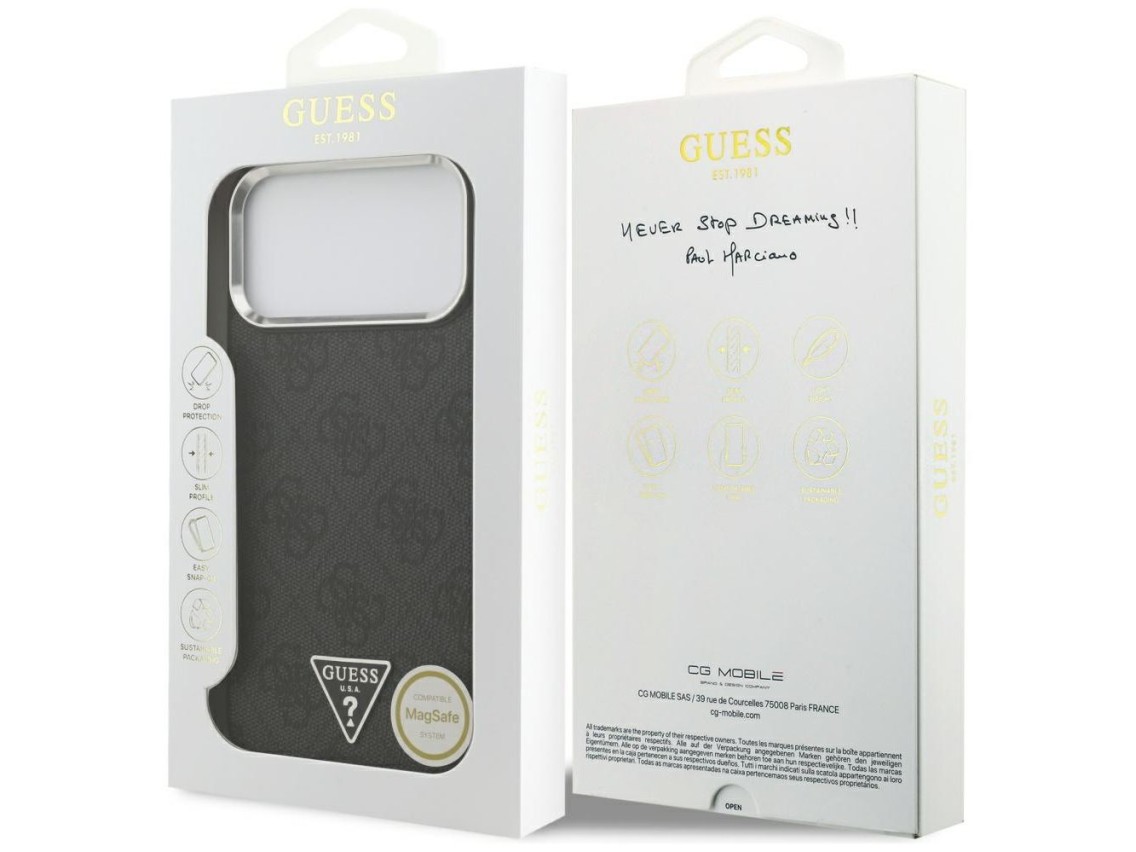Funda Guess 4G Triangle Logo MagSafe para iPhone 17 Pro Max - negra