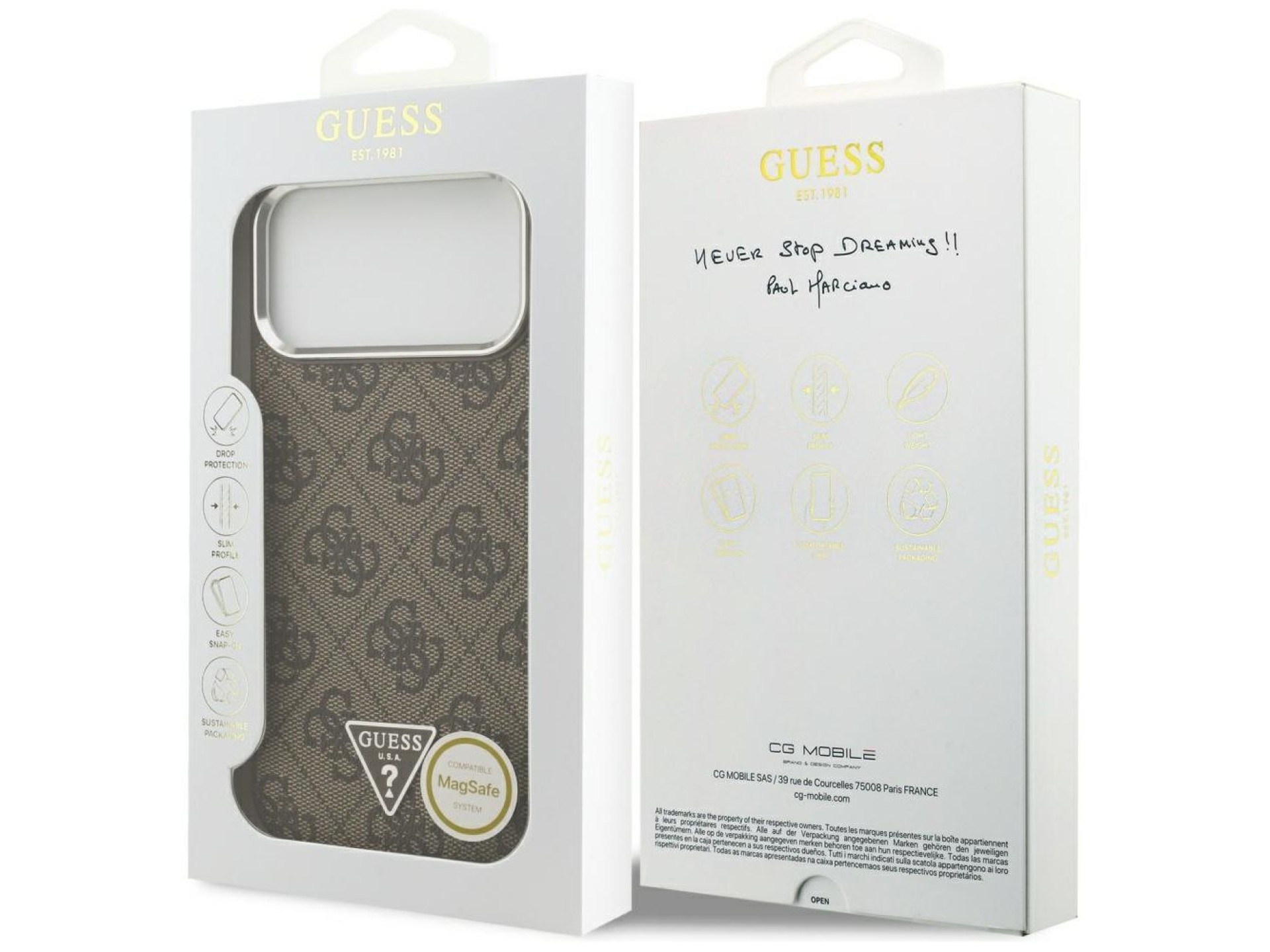 Capa Guess 4G Triangle Logo MagSafe para iPhone 17 Pro Max - marrom