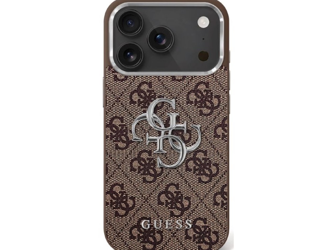 Capa Guess 4G Big 4G Classic Logo para iPhone 17 - marrom e prata