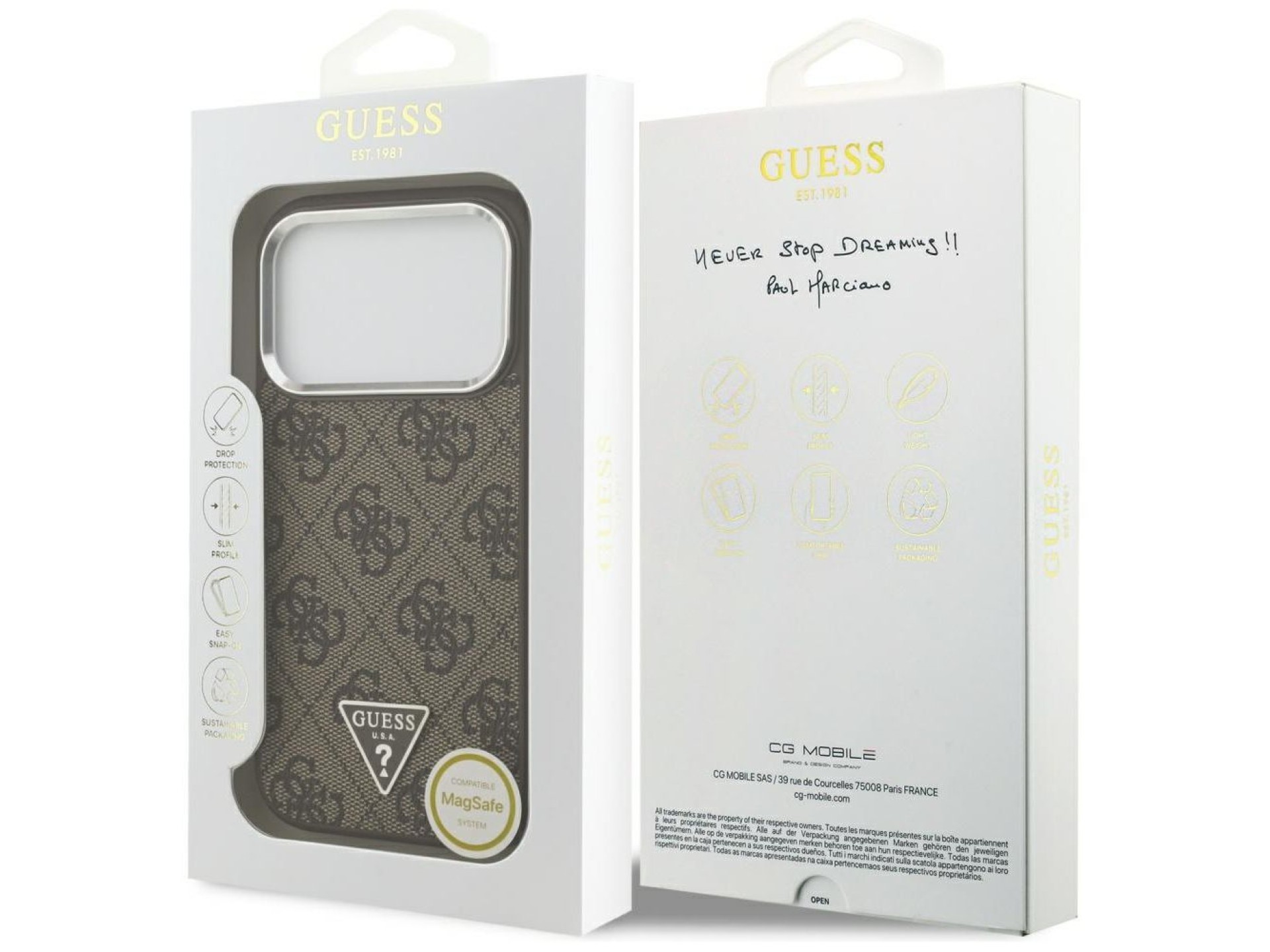 Guess 4G Triangle Logo MagSafe case for iPhone 17 Pro - brown