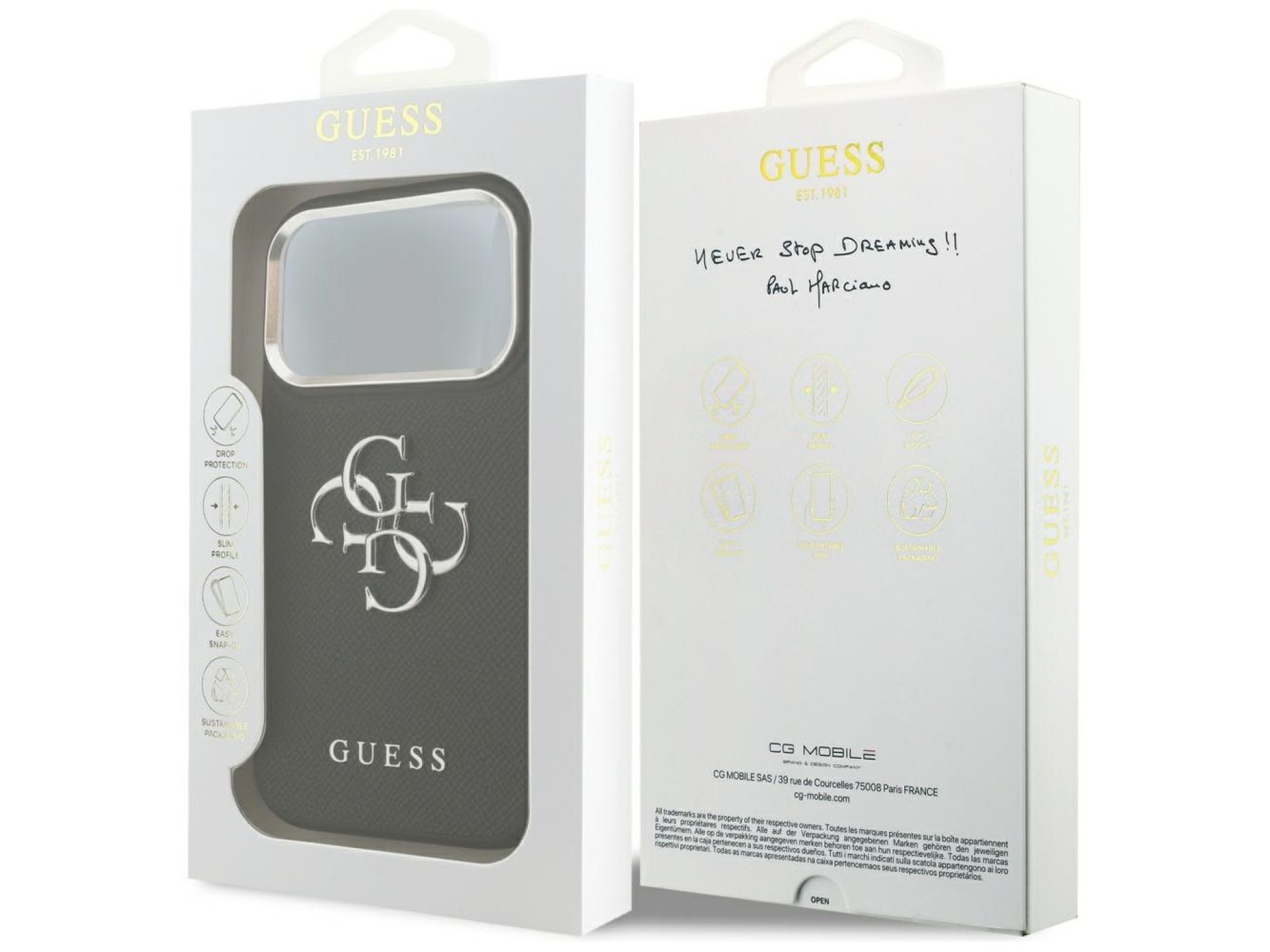 Capa Guess Granulada com Logo Clássico 4G para iPhone 17 Pro - preta
