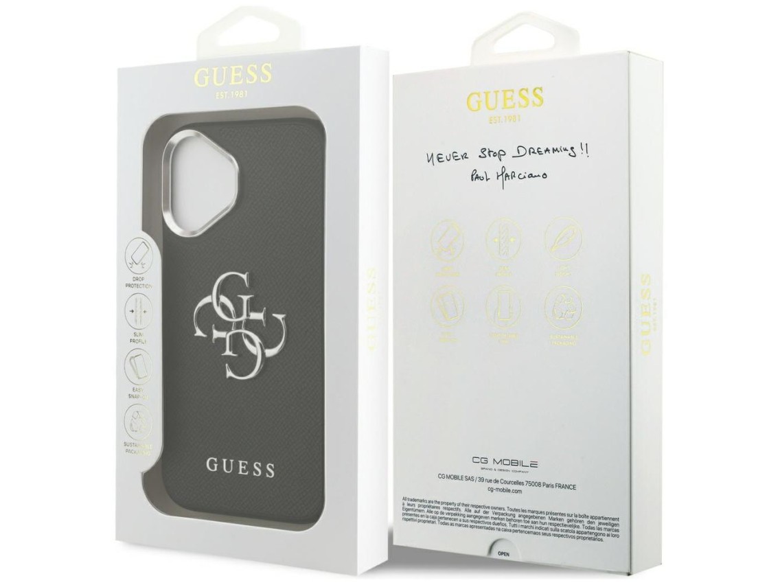 Guess Grained Big 4G Classic Logo case for iPhone 17 - black