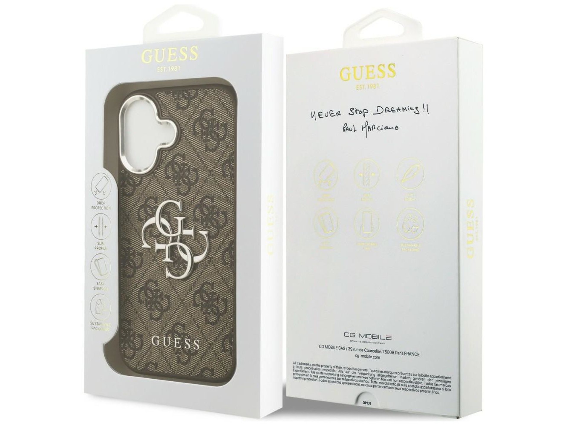 Capa Guess 4G Big 4G Classic Logo para iPhone 17 - marrom e prata