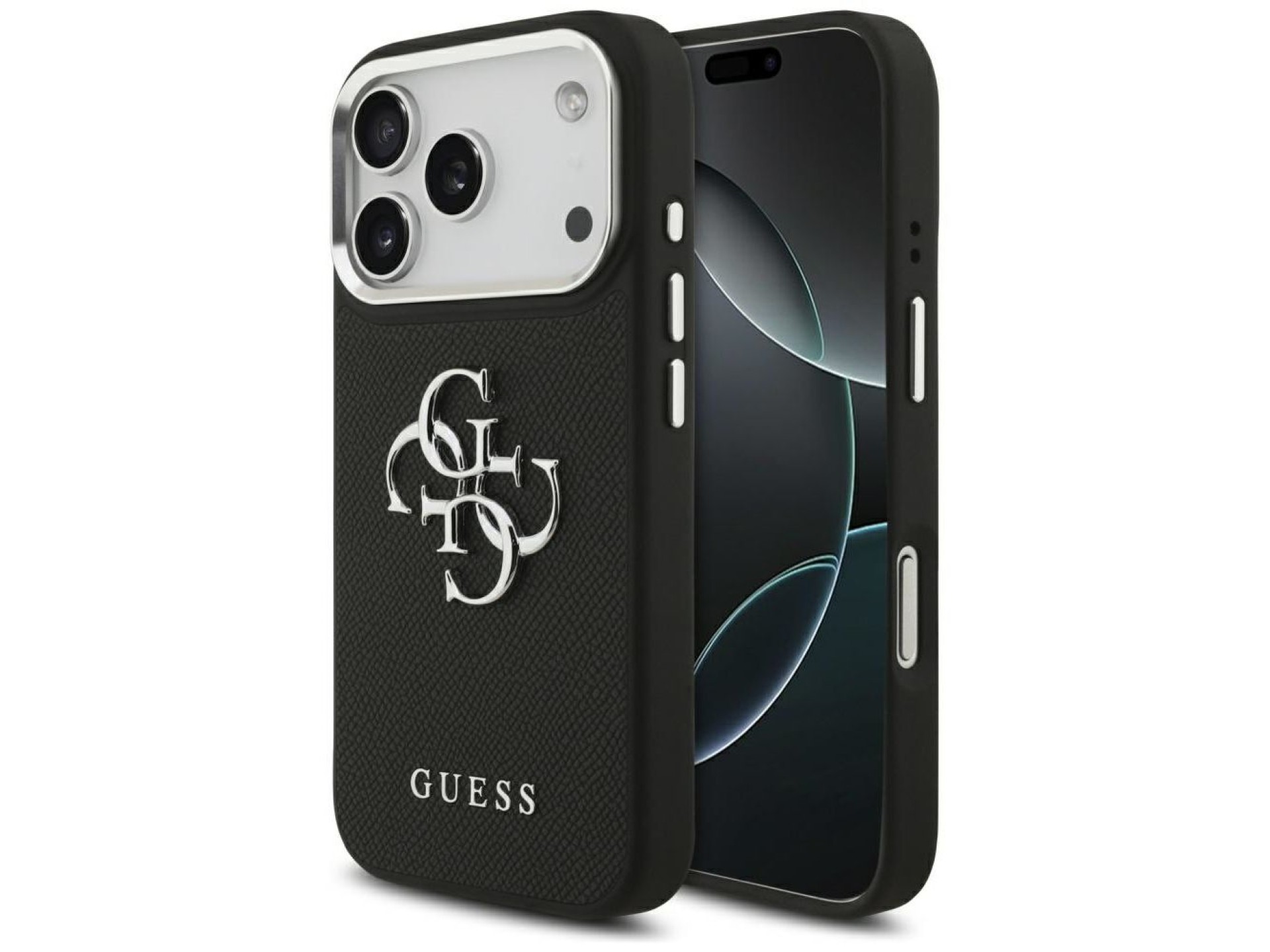 Capa Guess Granulada com Logo Clássico 4G para iPhone 17 Pro - preta