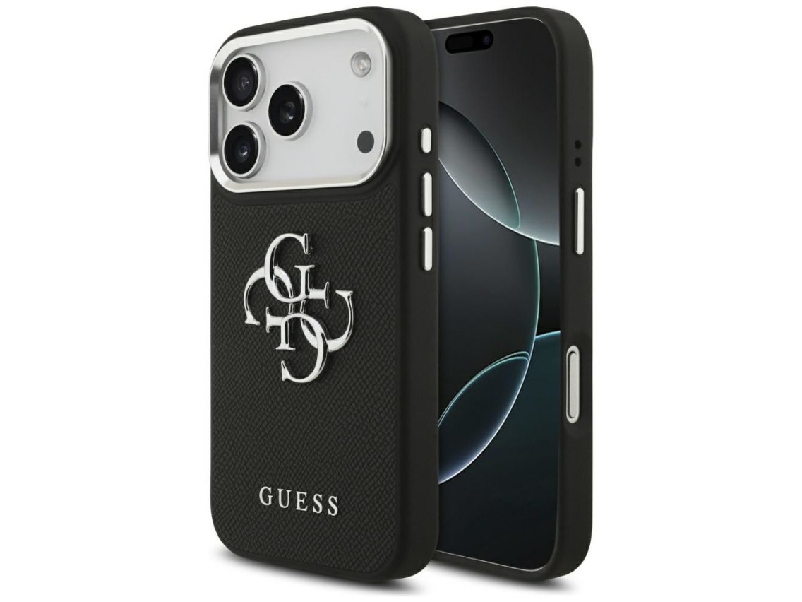Capa Guess Granulada com Logo Clássico 4G para iPhone 17 Pro - preta