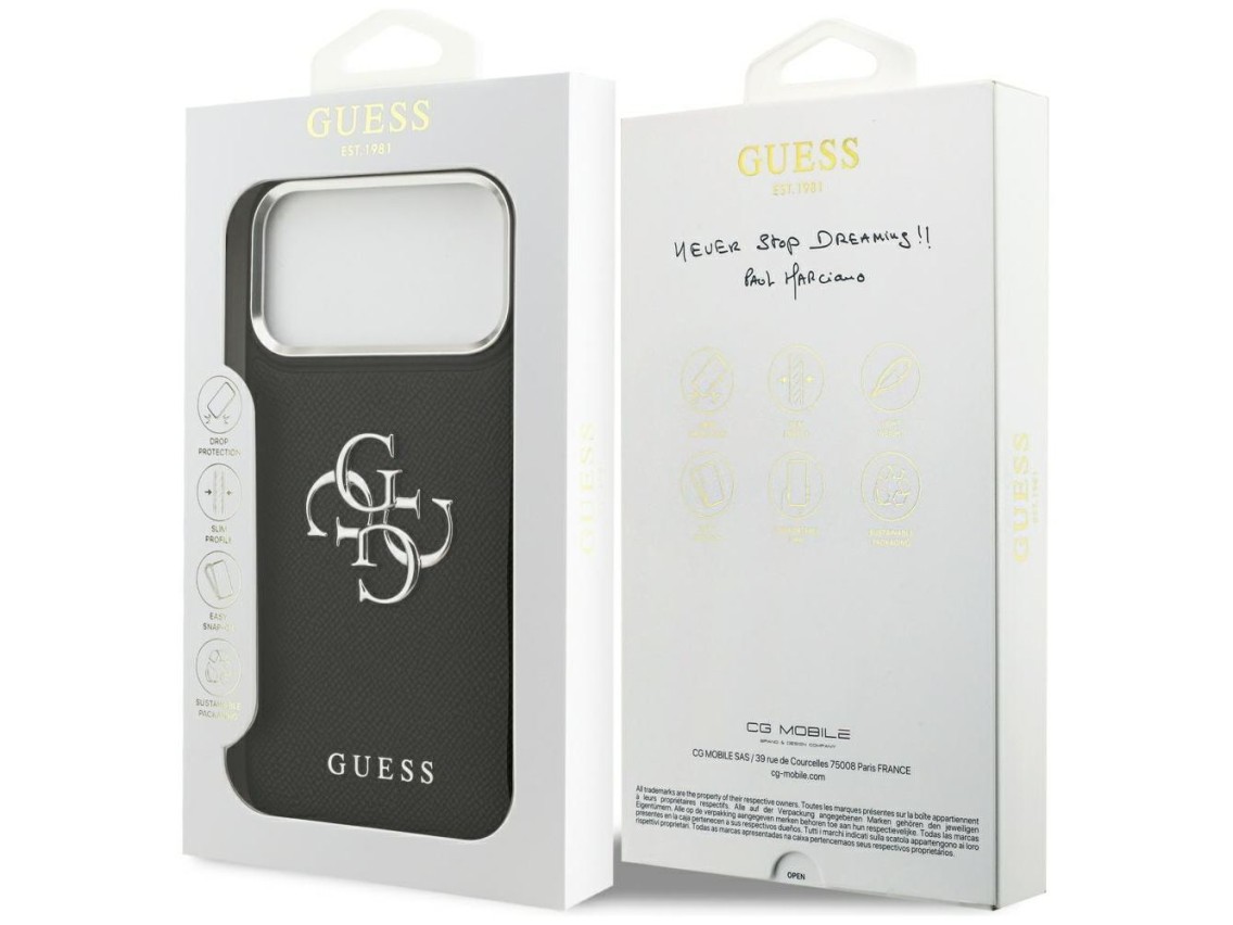 Guess Grained Big 4G Classic Logo case for iPhone 17 Pro Max - black